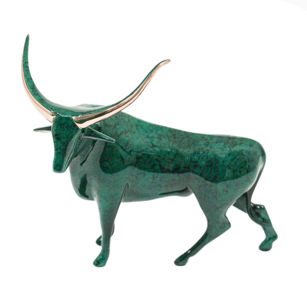 Loet Vanderveen - BULL (115) - BRONZE - 9 X 8.5 - These sculptures are bronze limited editions.
<br>
<br><a href="/[sculpture]/[available]-[patina]-[swatches]/">More than 30 patinas are available</a>. Available patinas are indicated as IN STOCK. Loet Vanderveen limited editions are always in strong demand and our stocked inventory sells quickly. Special orders are not being taken at this time.
<br>
<br>Allow a few weeks for your sculptures to arrive as each one is thoroughly prepared and packed in our warehouse. This includes fully customized crating and boxing for each piece. Your patience is appreciated during this process as we strive to ensure that your new artwork safely arrives.
<br>
<br>Shipping and Handling TBD