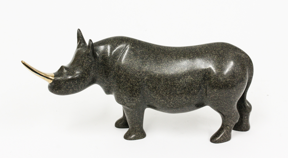 Loet Vanderveen - RHINO, AFRICAN (116) - BRONZE - 12 X 4 X 6 - These sculptures are bronze limited editions.
<br>
<br><a href="/[sculpture]/[available]-[patina]-[swatches]/">More than 30 patinas are available</a>. Available patinas are indicated as IN STOCK. Loet Vanderveen limited editions are always in strong demand and our stocked inventory sells quickly. Special orders are not being taken at this time.
<br>
<br>Allow a few weeks for your sculptures to arrive as each one is thoroughly prepared and packed in our warehouse. This includes fully customized crating and boxing for each piece. Your patience is appreciated during this process as we strive to ensure that your new artwork safely arrives.
<br>
<br>Shipping and Handling TBD
