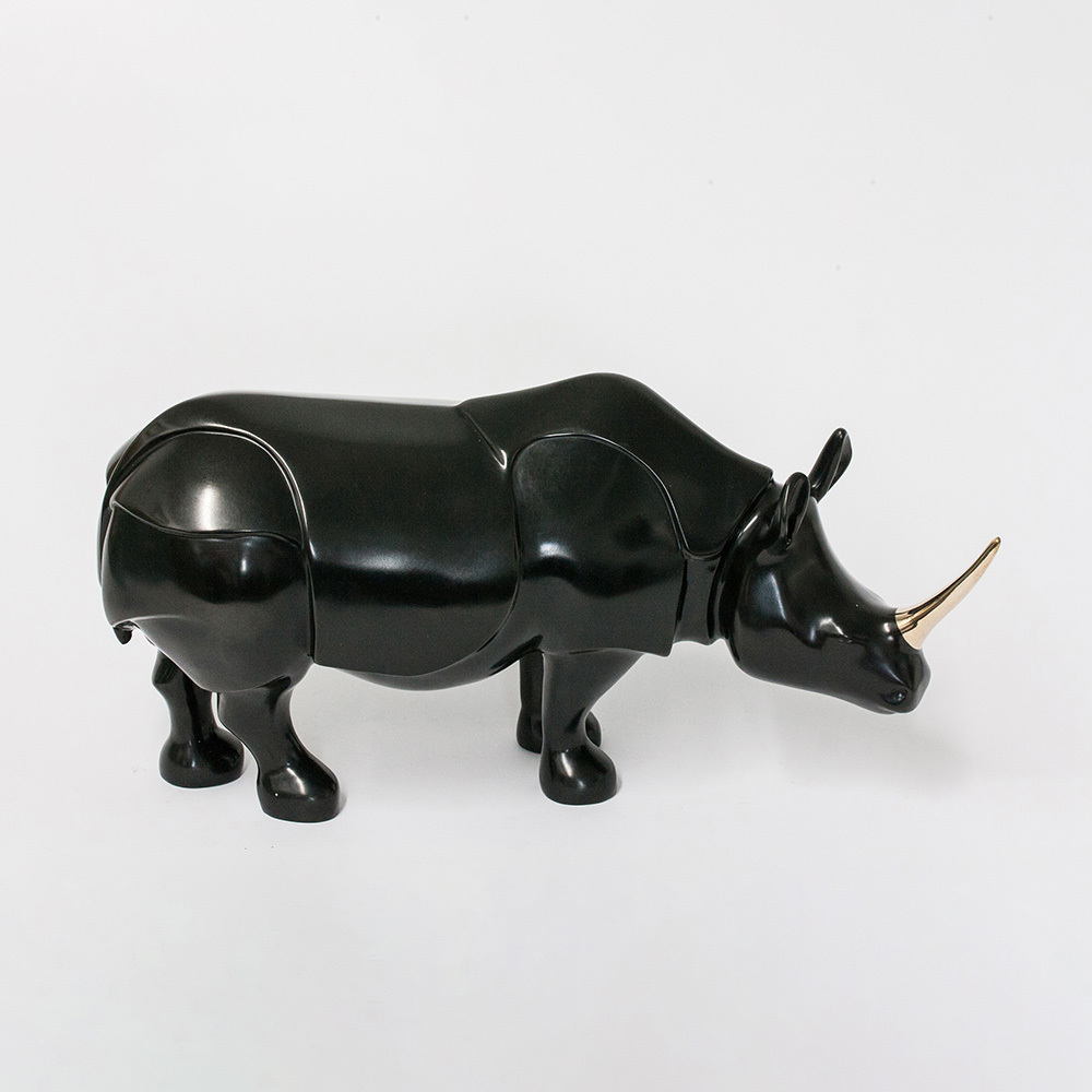 Loet Vanderveen - RHINO (137) - BRONZE - 18 X 7 X 9.5 - These sculptures are bronze limited editions.
<br>
<br><a href="/[sculpture]/[available]-[patina]-[swatches]/">More than 30 patinas are available</a>. Available patinas are indicated as IN STOCK. Loet Vanderveen limited editions are always in strong demand and our stocked inventory sells quickly. Special orders are not being taken at this time.
<br>
<br>Allow a few weeks for your sculptures to arrive as each one is thoroughly prepared and packed in our warehouse. This includes fully customized crating and boxing for each piece. Your patience is appreciated during this process as we strive to ensure that your new artwork safely arrives.
<br>
<br>Shipping and Handling TBD