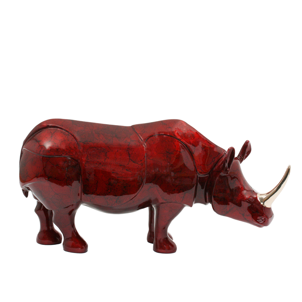 Loet Vanderveen - RHINO (137) - BRONZE - 18 X 7 X 9.5 - These sculptures are bronze limited editions.
<br>
<br><a href="/[sculpture]/[available]-[patina]-[swatches]/">More than 30 patinas are available</a>. Available patinas are indicated as IN STOCK. Loet Vanderveen limited editions are always in strong demand and our stocked inventory sells quickly. Special orders are not being taken at this time.
<br>
<br>Allow a few weeks for your sculptures to arrive as each one is thoroughly prepared and packed in our warehouse. This includes fully customized crating and boxing for each piece. Your patience is appreciated during this process as we strive to ensure that your new artwork safely arrives.
<br>
<br>Shipping and Handling TBD
