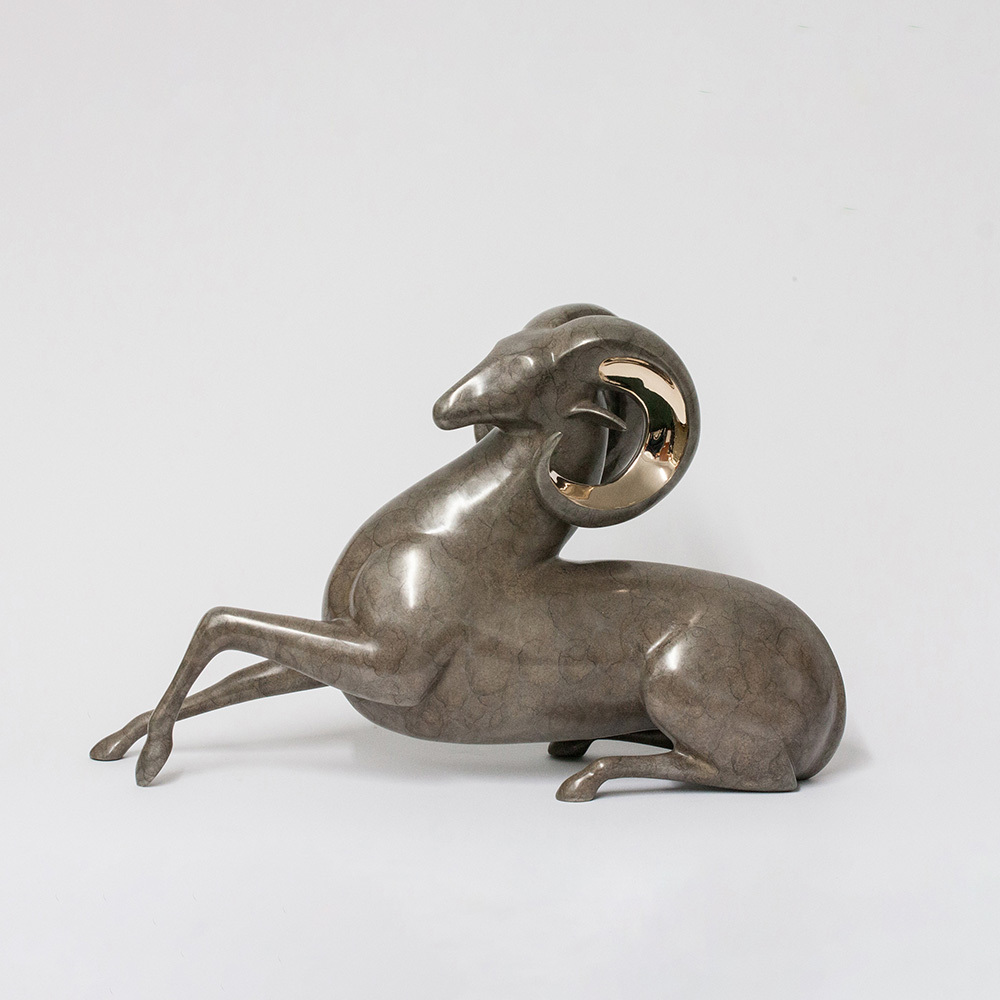 Loet Vanderveen - BIGHORN (139) - BRONZE - 21 X 7 X 14 - Free Shipping Anywhere In The USA!
<br>
<br>These sculptures are bronze limited editions.
<br>
<br><a href="/[sculpture]/[available]-[patina]-[swatches]/">More than 30 patinas are available</a>. Available patinas are indicated as IN STOCK. Loet Vanderveen limited editions are always in strong demand and our stocked inventory sells quickly. Special orders are not being taken at this time.
<br>
<br>Allow a few weeks for your sculptures to arrive as each one is thoroughly prepared and packed in our warehouse. This includes fully customized crating and boxing for each piece. Your patience is appreciated during this process as we strive to ensure that your new artwork safely arrives.