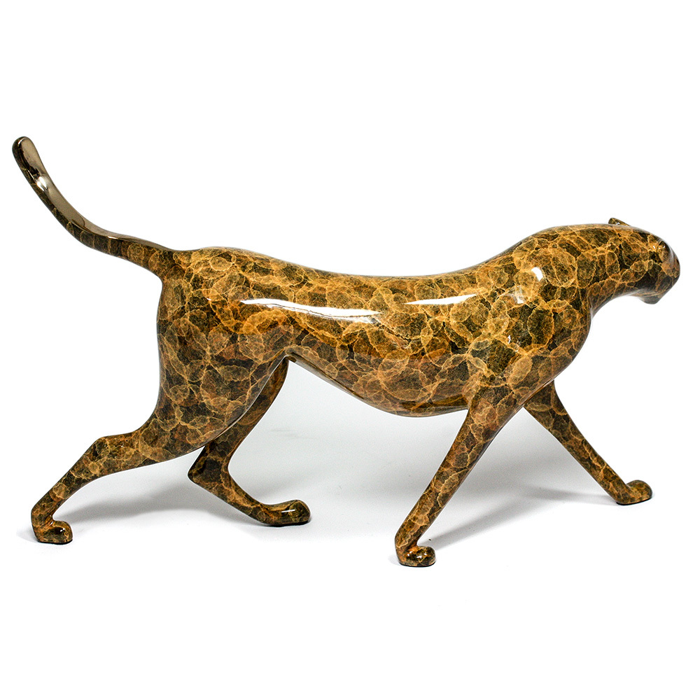 Loet Vanderveen - CHEETAH (147J) - BRONZE - 11 X 5 X 6.5 - These sculptures are bronze limited editions.
<br>
<br><a href="/[sculpture]/[available]-[patina]-[swatches]/">More than 30 patinas are available</a>. Available patinas are indicated as IN STOCK. Loet Vanderveen limited editions are always in strong demand and our stocked inventory sells quickly. Special orders are not being taken at this time.
<br>
<br>Allow a few weeks for your sculptures to arrive as each one is thoroughly prepared and packed in our warehouse. This includes fully customized crating and boxing for each piece. Your patience is appreciated during this process as we strive to ensure that your new artwork safely arrives.
<br>
<br>Shipping and Handling TBD