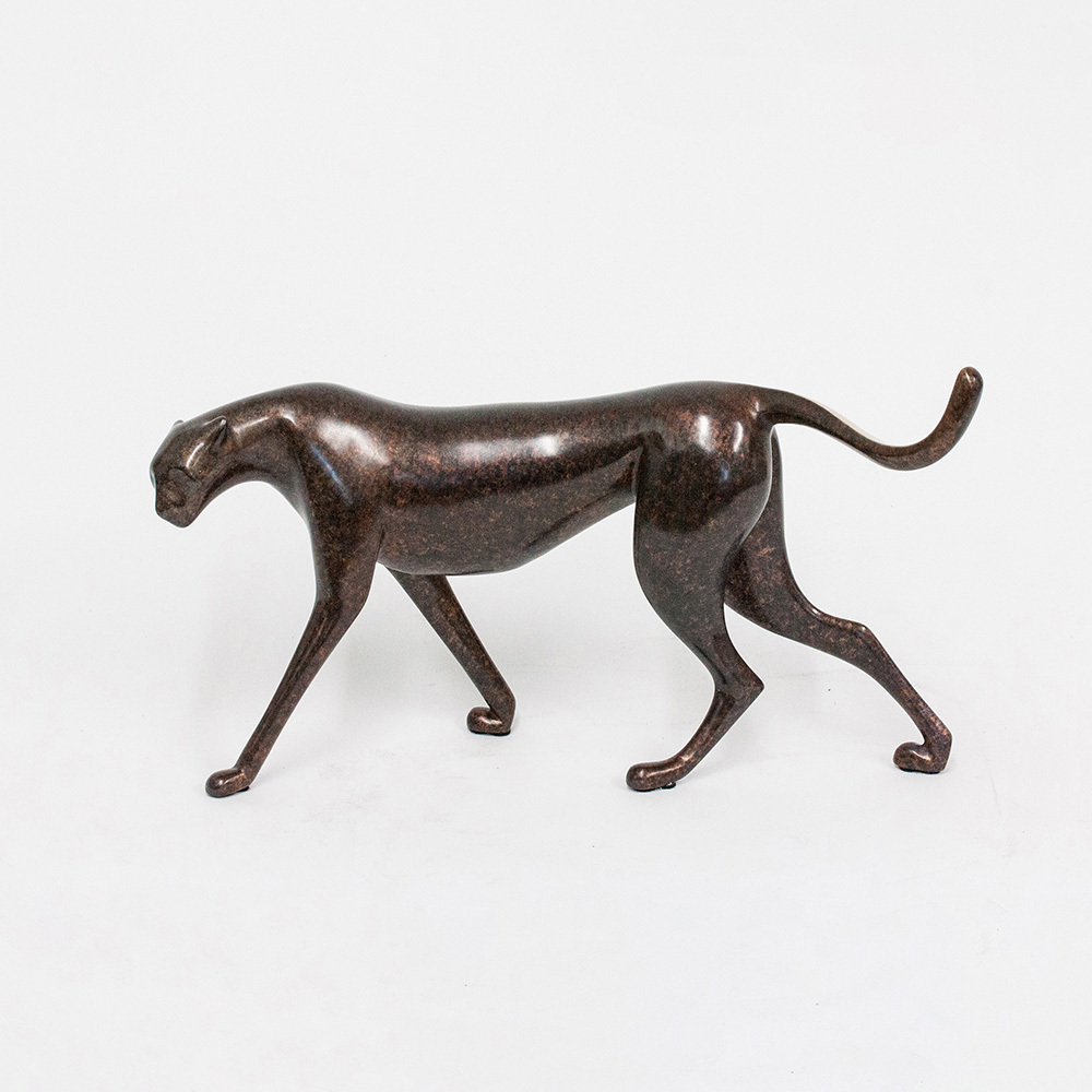 Loet Vanderveen - CHEETAH (147) - BRONZE - 11 X 6.5 - These sculptures are bronze limited editions.
<br>
<br><a href="/[sculpture]/[available]-[patina]-[swatches]/">More than 30 patinas are available</a>. Available patinas are indicated as IN STOCK. Loet Vanderveen limited editions are always in strong demand and our stocked inventory sells quickly. Special orders are not being taken at this time.
<br>
<br>Allow a few weeks for your sculptures to arrive as each one is thoroughly prepared and packed in our warehouse. This includes fully customized crating and boxing for each piece. Your patience is appreciated during this process as we strive to ensure that your new artwork safely arrives.
<br>
<br>Shipping and Handling TBD