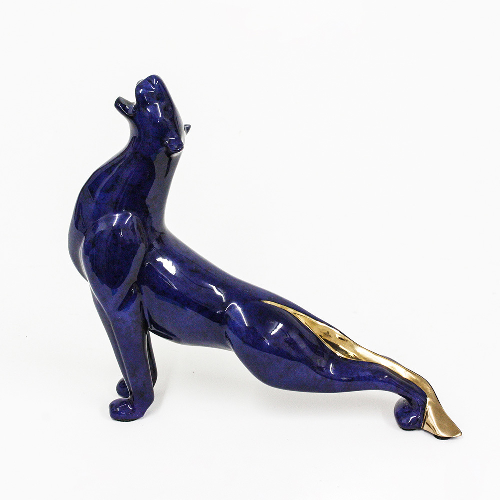 Lioness Stretching Bronze Sculpture