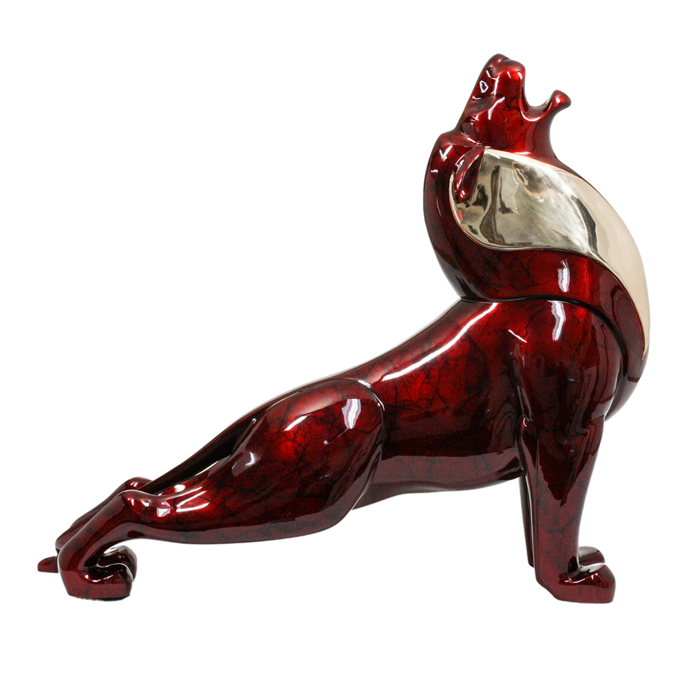 Loet Vanderveen - LION, ROARING  (150) - BRONZE - 23.5 X 8 X 21.5 - These sculptures are bronze limited editions.
<br>
<br><a href="/[sculpture]/[available]-[patina]-[swatches]/">More than 30 patinas are available</a>. Available patinas are indicated as IN STOCK. Loet Vanderveen limited editions are always in strong demand and our stocked inventory sells quickly. Special orders are not being taken at this time.
<br>
<br>Allow a few weeks for your sculptures to arrive as each one is thoroughly prepared and packed in our warehouse. This includes fully customized crating and boxing for each piece. Your patience is appreciated during this process as we strive to ensure that your new artwork safely arrives.
<br>
<br>Shipping and Handling TBD