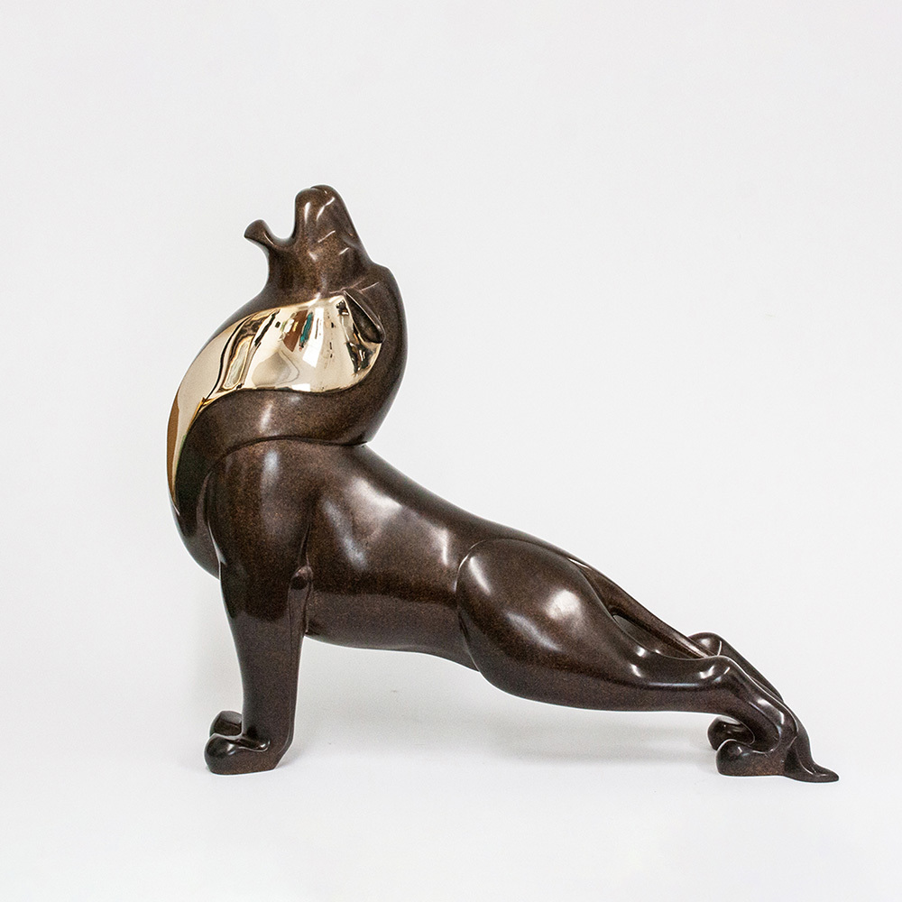 Loet Vanderveen - LION, ROARING  (150) - BRONZE - 23.5 X 8 X 21.5 - These sculptures are bronze limited editions.
<br>
<br><a href="/[sculpture]/[available]-[patina]-[swatches]/">More than 30 patinas are available</a>. Available patinas are indicated as IN STOCK. Loet Vanderveen limited editions are always in strong demand and our stocked inventory sells quickly. Special orders are not being taken at this time.
<br>
<br>Allow a few weeks for your sculptures to arrive as each one is thoroughly prepared and packed in our warehouse. This includes fully customized crating and boxing for each piece. Your patience is appreciated during this process as we strive to ensure that your new artwork safely arrives.
<br>
<br>Shipping and Handling TBD