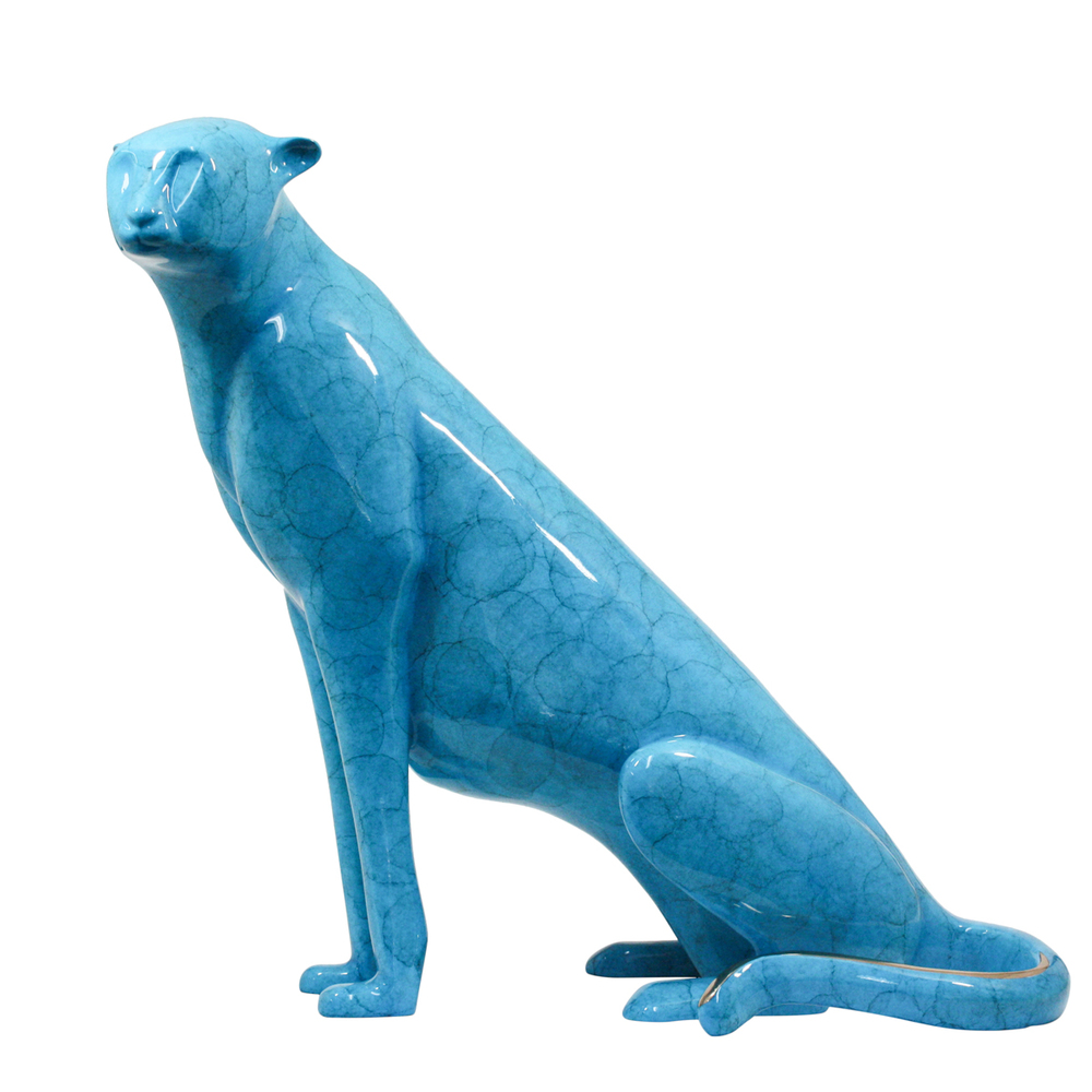 Loet Vanderveen - CHEETAH, SEATED (153) - BRONZE - 20 X 12 X 20 - These sculptures are bronze limited editions.
<br>
<br><a href="/[sculpture]/[available]-[patina]-[swatches]/">More than 30 patinas are available</a>. Available patinas are indicated as IN STOCK. Loet Vanderveen limited editions are always in strong demand and our stocked inventory sells quickly. Special orders are not being taken at this time.
<br>
<br>Allow a few weeks for your sculptures to arrive as each one is thoroughly prepared and packed in our warehouse. This includes fully customized crating and boxing for each piece. Your patience is appreciated during this process as we strive to ensure that your new artwork safely arrives.
<br>
<br>Shipping and Handling TBD