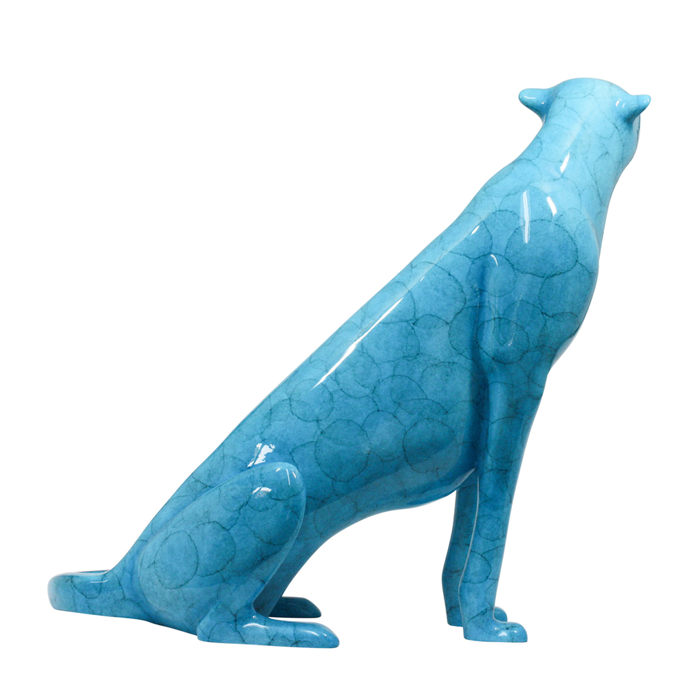Loet Vanderveen - CHEETAH, SEATED (153) - BRONZE - 20 X 12 X 20 - These sculptures are bronze limited editions.
<br>
<br><a href="/[sculpture]/[available]-[patina]-[swatches]/">More than 30 patinas are available</a>. Available patinas are indicated as IN STOCK. Loet Vanderveen limited editions are always in strong demand and our stocked inventory sells quickly. Special orders are not being taken at this time.
<br>
<br>Allow a few weeks for your sculptures to arrive as each one is thoroughly prepared and packed in our warehouse. This includes fully customized crating and boxing for each piece. Your patience is appreciated during this process as we strive to ensure that your new artwork safely arrives.
<br>
<br>Shipping and Handling TBD