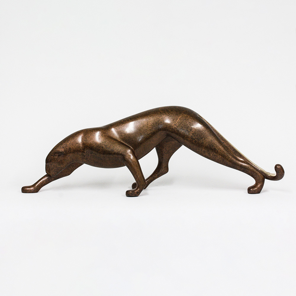 Loet Vanderveen - PANTHER, LARGE (159) - BRONZE - 31 X 7 X 10 - These sculptures are bronze limited editions.
<br>
<br><a href="/[sculpture]/[available]-[patina]-[swatches]/">More than 30 patinas are available</a>. Available patinas are indicated as IN STOCK. Loet Vanderveen limited editions are always in strong demand and our stocked inventory sells quickly. Special orders are not being taken at this time.
<br>
<br>Allow a few weeks for your sculptures to arrive as each one is thoroughly prepared and packed in our warehouse. This includes fully customized crating and boxing for each piece. Your patience is appreciated during this process as we strive to ensure that your new artwork safely arrives.
<br>
<br>Shipping and Handling TBD