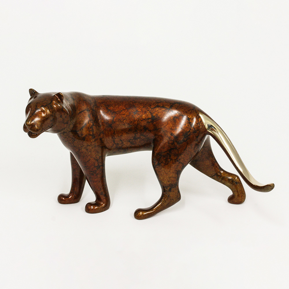 Loet Vanderveen - TIGER (164) - BRONZE - 11 X 6 - These sculptures are bronze limited editions.
<br>
<br><a href="/[sculpture]/[available]-[patina]-[swatches]/">More than 30 patinas are available</a>. Available patinas are indicated as IN STOCK. Loet Vanderveen limited editions are always in strong demand and our stocked inventory sells quickly. Special orders are not being taken at this time.
<br>
<br>Allow a few weeks for your sculptures to arrive as each one is thoroughly prepared and packed in our warehouse. This includes fully customized crating and boxing for each piece. Your patience is appreciated during this process as we strive to ensure that your new artwork safely arrives.
<br>
<br>Shipping and Handling TBD