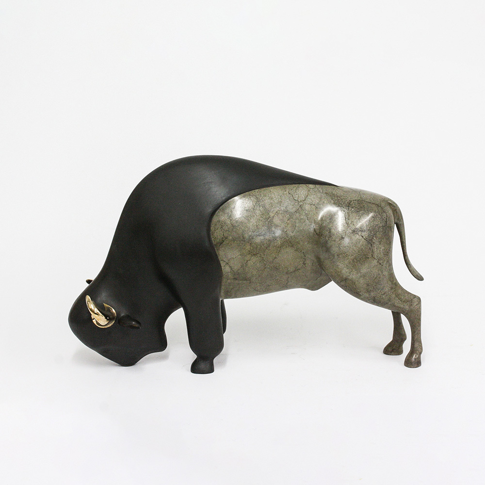 Loet Vanderveen - BISON (165) - BRONZE - 15 X 10 X 9 - These sculptures are bronze limited editions.
<br>
<br><a href="/[sculpture]/[available]-[patina]-[swatches]/">More than 30 patinas are available</a>. Available patinas are indicated as IN STOCK. Loet Vanderveen limited editions are always in strong demand and our stocked inventory sells quickly. Special orders are not being taken at this time.
<br>
<br>Allow a few weeks for your sculptures to arrive as each one is thoroughly prepared and packed in our warehouse. This includes fully customized crating and boxing for each piece. Your patience is appreciated during this process as we strive to ensure that your new artwork safely arrives.
<br>
<br>Shipping and Handling TBD