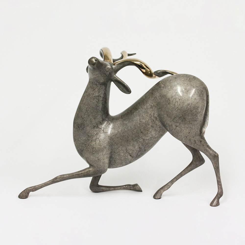 Loet Vanderveen - KUDU (170) - BRONZE - 15 X 11.5 - These sculptures are bronze limited editions.
<br>
<br><a href="/[sculpture]/[available]-[patina]-[swatches]/">More than 30 patinas are available</a>. Available patinas are indicated as IN STOCK. Loet Vanderveen limited editions are always in strong demand and our stocked inventory sells quickly. Special orders are not being taken at this time.
<br>
<br>Allow a few weeks for your sculptures to arrive as each one is thoroughly prepared and packed in our warehouse. This includes fully customized crating and boxing for each piece. Your patience is appreciated during this process as we strive to ensure that your new artwork safely arrives.
<br>
<br>Shipping and Handling TBD