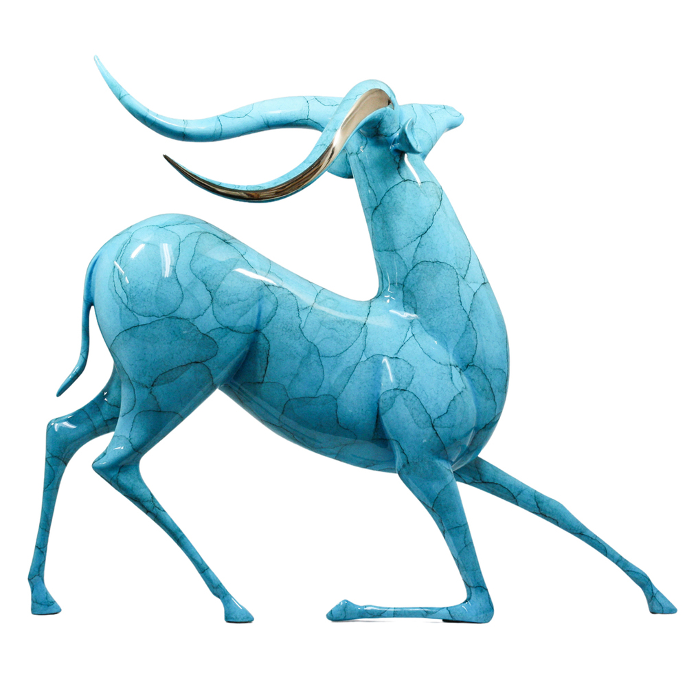 Loet Vanderveen - NYALA (174) - BRONZE - 26 X 21 X 20 - These sculptures are bronze limited editions.
<br>
<br><a href="/[sculpture]/[available]-[patina]-[swatches]/">More than 30 patinas are available</a>. Available patinas are indicated as IN STOCK. Loet Vanderveen limited editions are always in strong demand and our stocked inventory sells quickly. Special orders are not being taken at this time.
<br>
<br>Allow a few weeks for your sculptures to arrive as each one is thoroughly prepared and packed in our warehouse. This includes fully customized crating and boxing for each piece. Your patience is appreciated during this process as we strive to ensure that your new artwork safely arrives.
<br>
<br>Shipping and Handling TBD