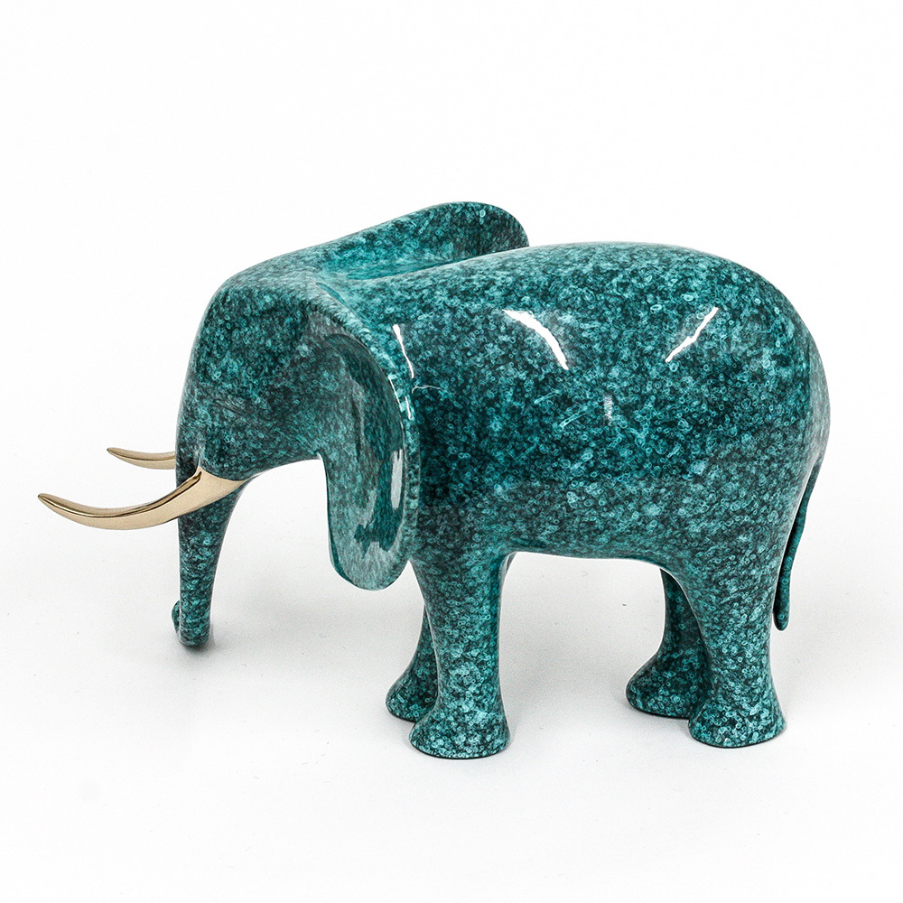 Loet Vanderveen - ELEPHANT, KENYA (175) - BRONZE - 10 X 7 - These sculptures are bronze limited editions.
<br>
<br><a href="/[sculpture]/[available]-[patina]-[swatches]/">More than 30 patinas are available</a>. Available patinas are indicated as IN STOCK. Loet Vanderveen limited editions are always in strong demand and our stocked inventory sells quickly. Special orders are not being taken at this time.
<br>
<br>Allow a few weeks for your sculptures to arrive as each one is thoroughly prepared and packed in our warehouse. This includes fully customized crating and boxing for each piece. Your patience is appreciated during this process as we strive to ensure that your new artwork safely arrives.
<br>
<br>Shipping and Handling TBD