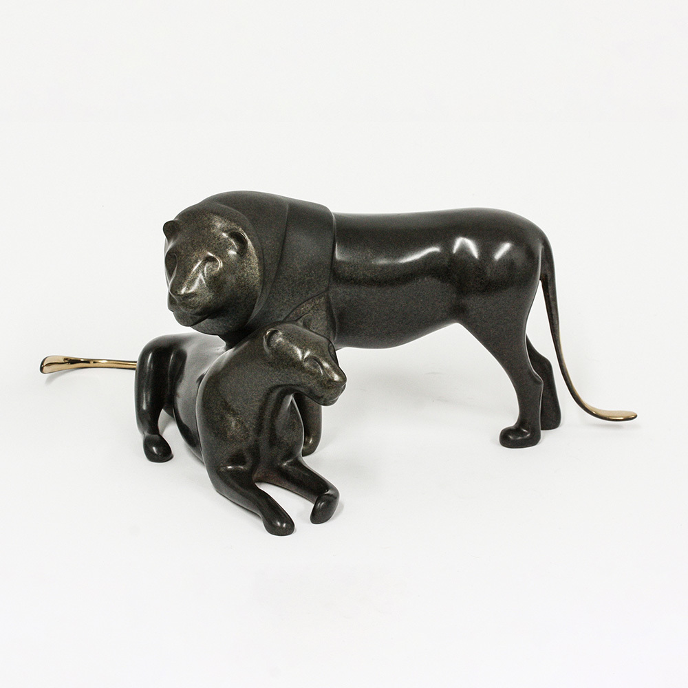 Loet Vanderveen - LION PAIR (180) - BRONZE - 17 X 9 X 7.25 - Free Shipping Anywhere In The USA!<br><br>These sculptures are bronze limited editions.<br><br><a href="/[sculpture]/[available]-[patina]-[swatches]/">More than 30 patinas are available</a>. Available patinas are indicated as IN STOCK. Loet Vanderveen limited editions are always in strong demand and our stocked inventory sells quickly. Please contact the galleries for any special orders.<br><br>Allow a few weeks for your sculptures to arrive as each one is thoroughly prepared and packed in our warehouse. This includes fully customized crating and boxing for each piece. Your patience is appreciated during this process as we strive to ensure that your new artwork safely arrives.