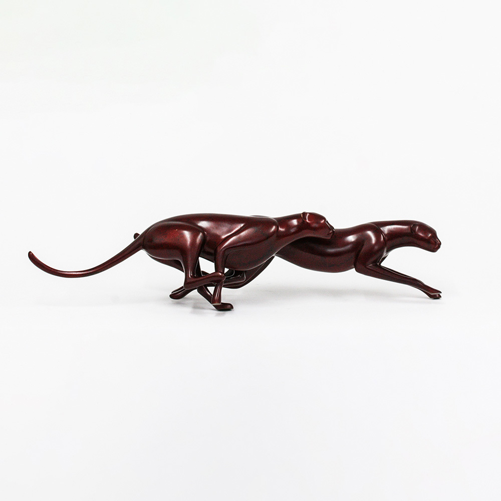 Loet Vanderveen - CHEETAHS, RUNNING (184) - BRONZE - 27.5 X 7 X 6.75 - These sculptures are bronze limited editions.
<br>
<br><a href="/[sculpture]/[available]-[patina]-[swatches]/">More than 30 patinas are available</a>. Available patinas are indicated as IN STOCK. Loet Vanderveen limited editions are always in strong demand and our stocked inventory sells quickly. Special orders are not being taken at this time.
<br>
<br>Allow a few weeks for your sculptures to arrive as each one is thoroughly prepared and packed in our warehouse. This includes fully customized crating and boxing for each piece. Your patience is appreciated during this process as we strive to ensure that your new artwork safely arrives.
<br>
<br>Shipping and Handling TBD