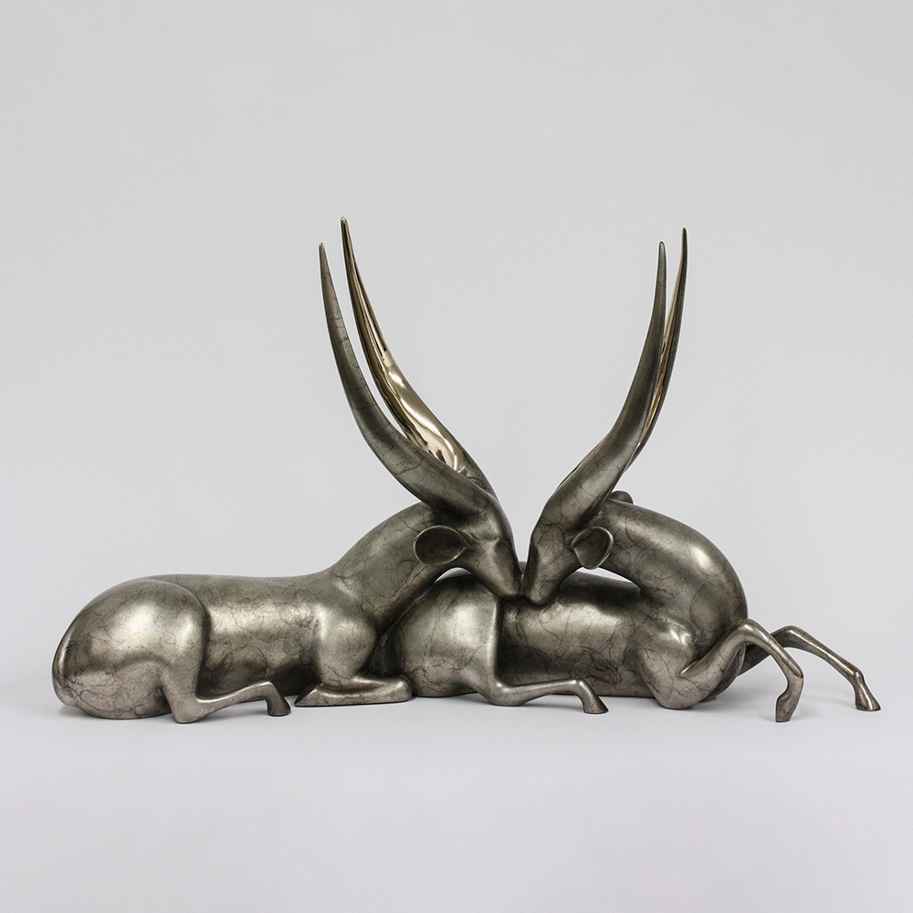 Loet Vanderveen - BUSHBUCKS (185) - BRONZE - 30 X 9 X 18 - These sculptures are bronze limited editions.
<br>
<br><a href="/[sculpture]/[available]-[patina]-[swatches]/">More than 30 patinas are available</a>. Available patinas are indicated as IN STOCK. Loet Vanderveen limited editions are always in strong demand and our stocked inventory sells quickly. Special orders are not being taken at this time.
<br>
<br>Allow a few weeks for your sculptures to arrive as each one is thoroughly prepared and packed in our warehouse. This includes fully customized crating and boxing for each piece. Your patience is appreciated during this process as we strive to ensure that your new artwork safely arrives.
<br>
<br>Shipping and Handling TBD