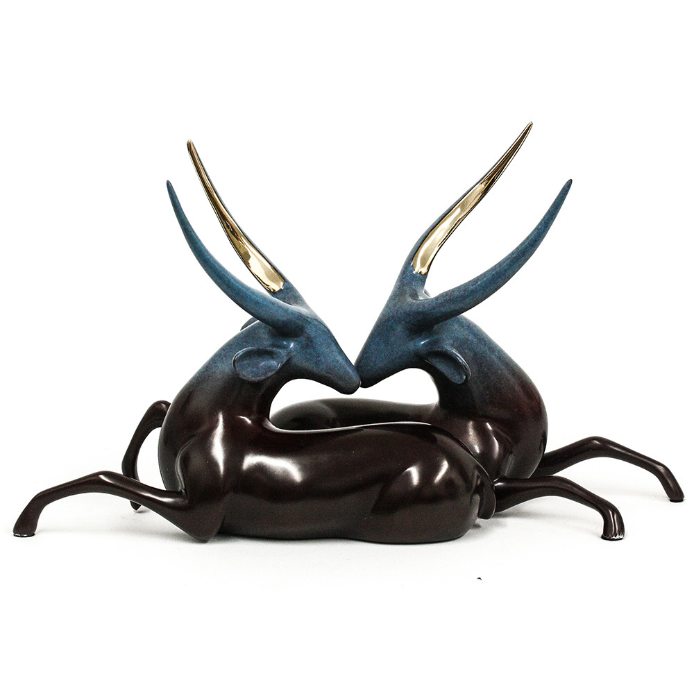 Loet Vanderveen - WATERBUCKS (186) - BRONZE - 12 X 6.5 - These sculptures are bronze limited editions.
<br>
<br><a href="/[sculpture]/[available]-[patina]-[swatches]/">More than 30 patinas are available</a>. Available patinas are indicated as IN STOCK. Loet Vanderveen limited editions are always in strong demand and our stocked inventory sells quickly. Special orders are not being taken at this time.
<br>
<br>Allow a few weeks for your sculptures to arrive as each one is thoroughly prepared and packed in our warehouse. This includes fully customized crating and boxing for each piece. Your patience is appreciated during this process as we strive to ensure that your new artwork safely arrives.
<br>
<br>Shipping and Handling TBD