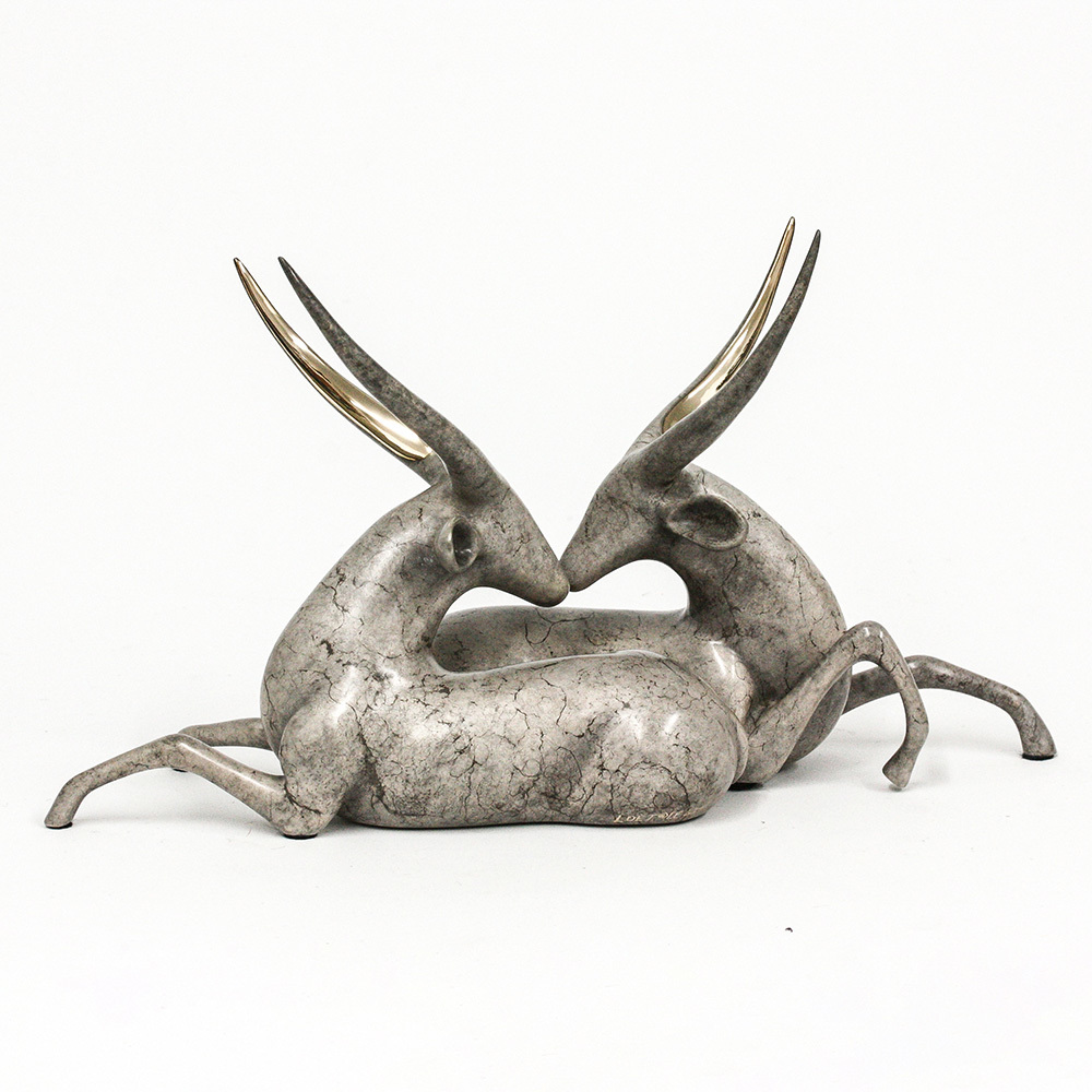 Loet Vanderveen - WATERBUCKS (186) - BRONZE - 12 X 6.5 - These sculptures are bronze limited editions.
<br>
<br><a href="/[sculpture]/[available]-[patina]-[swatches]/">More than 30 patinas are available</a>. Available patinas are indicated as IN STOCK. Loet Vanderveen limited editions are always in strong demand and our stocked inventory sells quickly. Special orders are not being taken at this time.
<br>
<br>Allow a few weeks for your sculptures to arrive as each one is thoroughly prepared and packed in our warehouse. This includes fully customized crating and boxing for each piece. Your patience is appreciated during this process as we strive to ensure that your new artwork safely arrives.
<br>
<br>Shipping and Handling TBD