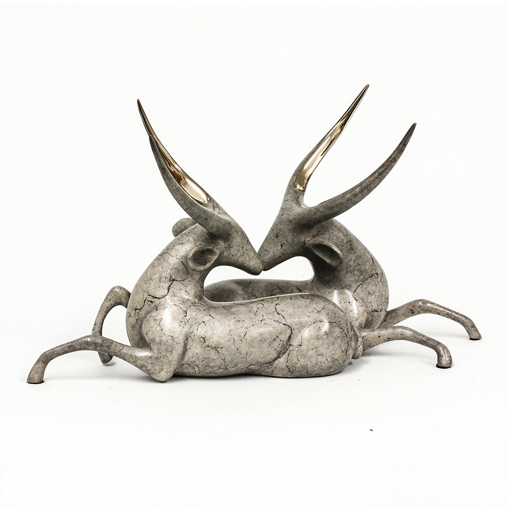 Loet Vanderveen - WATERBUCKS (186) - BRONZE - 12 X 6.5 - These sculptures are bronze limited editions.
<br>
<br><a href="/[sculpture]/[available]-[patina]-[swatches]/">More than 30 patinas are available</a>. Available patinas are indicated as IN STOCK. Loet Vanderveen limited editions are always in strong demand and our stocked inventory sells quickly. Special orders are not being taken at this time.
<br>
<br>Allow a few weeks for your sculptures to arrive as each one is thoroughly prepared and packed in our warehouse. This includes fully customized crating and boxing for each piece. Your patience is appreciated during this process as we strive to ensure that your new artwork safely arrives.
<br>
<br>Shipping and Handling TBD