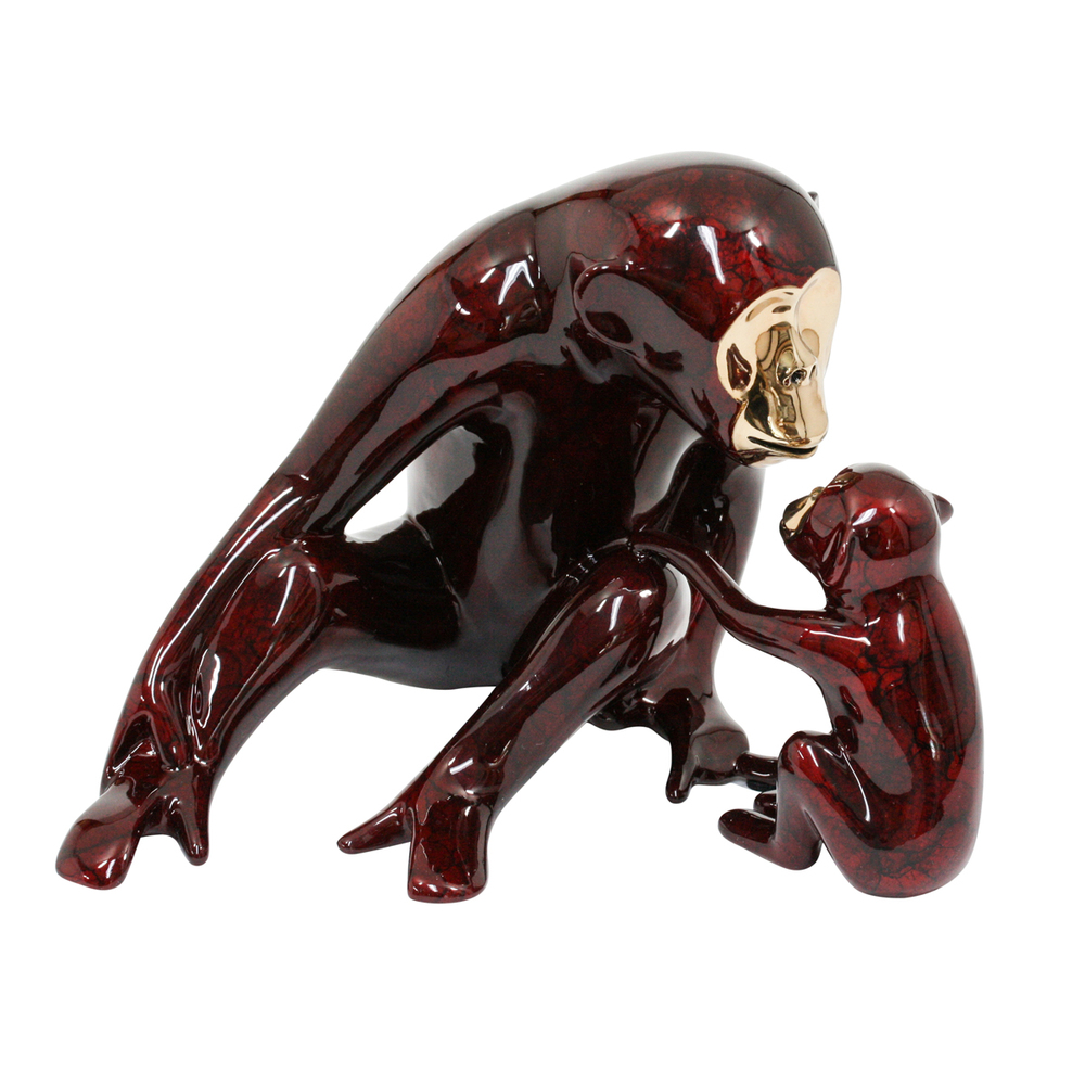 Loet Vanderveen - CHIMP AND BABY (192) - BRONZE - 7 X 5.5 - These sculptures are bronze limited editions.
<br>
<br><a href="/[sculpture]/[available]-[patina]-[swatches]/">More than 30 patinas are available</a>. Available patinas are indicated as IN STOCK. Loet Vanderveen limited editions are always in strong demand and our stocked inventory sells quickly. Special orders are not being taken at this time.
<br>
<br>Allow a few weeks for your sculptures to arrive as each one is thoroughly prepared and packed in our warehouse. This includes fully customized crating and boxing for each piece. Your patience is appreciated during this process as we strive to ensure that your new artwork safely arrives.
<br>
<br>Shipping and Handling TBD