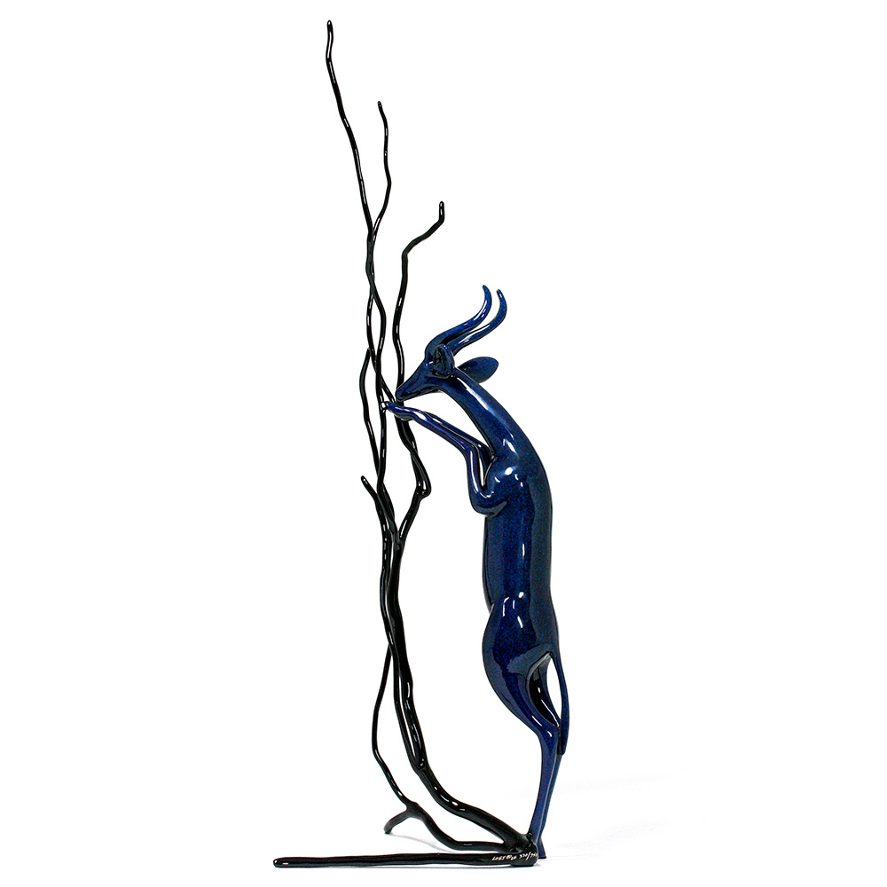 Loet Vanderveen - GERENUK & TREE (194) - BRONZE - 8 X 19 - These sculptures are bronze limited editions.
<br>
<br><a href="/[sculpture]/[available]-[patina]-[swatches]/">More than 30 patinas are available</a>. Available patinas are indicated as IN STOCK. Loet Vanderveen limited editions are always in strong demand and our stocked inventory sells quickly. Special orders are not being taken at this time.
<br>
<br>Allow a few weeks for your sculptures to arrive as each one is thoroughly prepared and packed in our warehouse. This includes fully customized crating and boxing for each piece. Your patience is appreciated during this process as we strive to ensure that your new artwork safely arrives.
<br>
<br>Shipping and Handling TBD