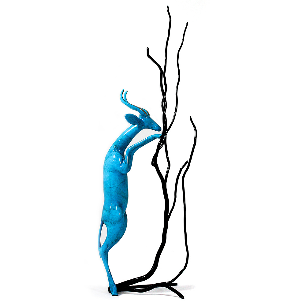 Loet Vanderveen - GERENUK & TREE (194) - BRONZE - 8 X 19 - These sculptures are bronze limited editions.
<br>
<br><a href="/[sculpture]/[available]-[patina]-[swatches]/">More than 30 patinas are available</a>. Available patinas are indicated as IN STOCK. Loet Vanderveen limited editions are always in strong demand and our stocked inventory sells quickly. Special orders are not being taken at this time.
<br>
<br>Allow a few weeks for your sculptures to arrive as each one is thoroughly prepared and packed in our warehouse. This includes fully customized crating and boxing for each piece. Your patience is appreciated during this process as we strive to ensure that your new artwork safely arrives.
<br>
<br>Shipping and Handling TBD
