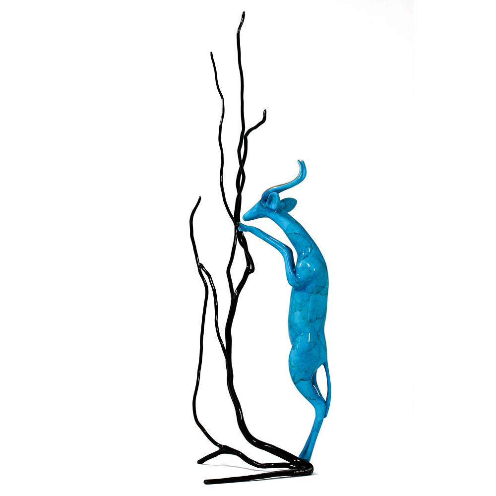 Loet Vanderveen - GERENUK & TREE (194) - BRONZE - 8 X 19 - These sculptures are bronze limited editions.
<br>
<br><a href="/[sculpture]/[available]-[patina]-[swatches]/">More than 30 patinas are available</a>. Available patinas are indicated as IN STOCK. Loet Vanderveen limited editions are always in strong demand and our stocked inventory sells quickly. Special orders are not being taken at this time.
<br>
<br>Allow a few weeks for your sculptures to arrive as each one is thoroughly prepared and packed in our warehouse. This includes fully customized crating and boxing for each piece. Your patience is appreciated during this process as we strive to ensure that your new artwork safely arrives.
<br>
<br>Shipping and Handling TBD