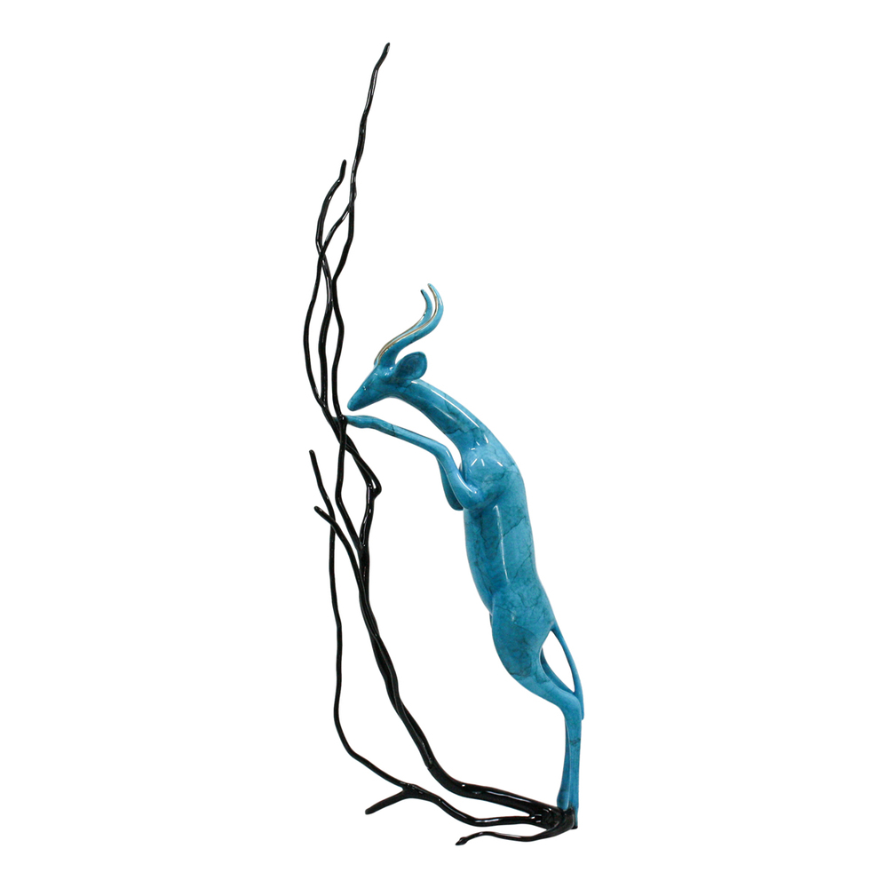Loet Vanderveen - GERENUK & TREE (194) - BRONZE - 8 X 19 - These sculptures are bronze limited editions.
<br>
<br><a href="/[sculpture]/[available]-[patina]-[swatches]/">More than 30 patinas are available</a>. Available patinas are indicated as IN STOCK. Loet Vanderveen limited editions are always in strong demand and our stocked inventory sells quickly. Special orders are not being taken at this time.
<br>
<br>Allow a few weeks for your sculptures to arrive as each one is thoroughly prepared and packed in our warehouse. This includes fully customized crating and boxing for each piece. Your patience is appreciated during this process as we strive to ensure that your new artwork safely arrives.
<br>
<br>Shipping and Handling TBD