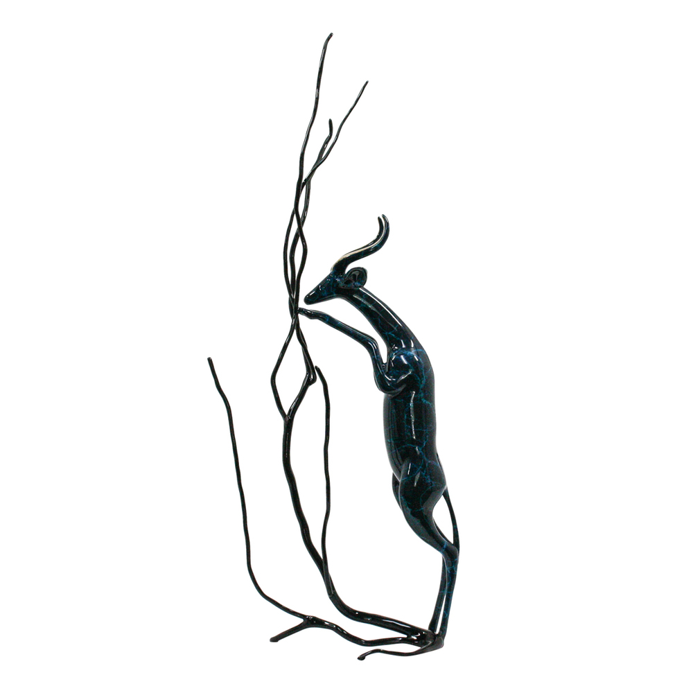 Loet Vanderveen - GERENUK & TREE (194) - BRONZE - 8 X 19 - These sculptures are bronze limited editions.
<br>
<br><a href="/[sculpture]/[available]-[patina]-[swatches]/">More than 30 patinas are available</a>. Available patinas are indicated as IN STOCK. Loet Vanderveen limited editions are always in strong demand and our stocked inventory sells quickly. Special orders are not being taken at this time.
<br>
<br>Allow a few weeks for your sculptures to arrive as each one is thoroughly prepared and packed in our warehouse. This includes fully customized crating and boxing for each piece. Your patience is appreciated during this process as we strive to ensure that your new artwork safely arrives.
<br>
<br>Shipping and Handling TBD