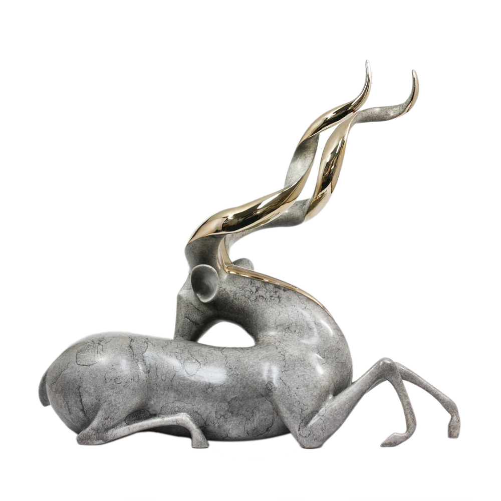 Loet Vanderveen - KUDU, GREATER (195) - BRONZE - 27 X 16 X 24 - These sculptures are bronze limited editions.
<br>
<br><a href="/[sculpture]/[available]-[patina]-[swatches]/">More than 30 patinas are available</a>. Available patinas are indicated as IN STOCK. Loet Vanderveen limited editions are always in strong demand and our stocked inventory sells quickly. Special orders are not being taken at this time.
<br>
<br>Allow a few weeks for your sculptures to arrive as each one is thoroughly prepared and packed in our warehouse. This includes fully customized crating and boxing for each piece. Your patience is appreciated during this process as we strive to ensure that your new artwork safely arrives.
<br>
<br>Shipping and Handling TBD