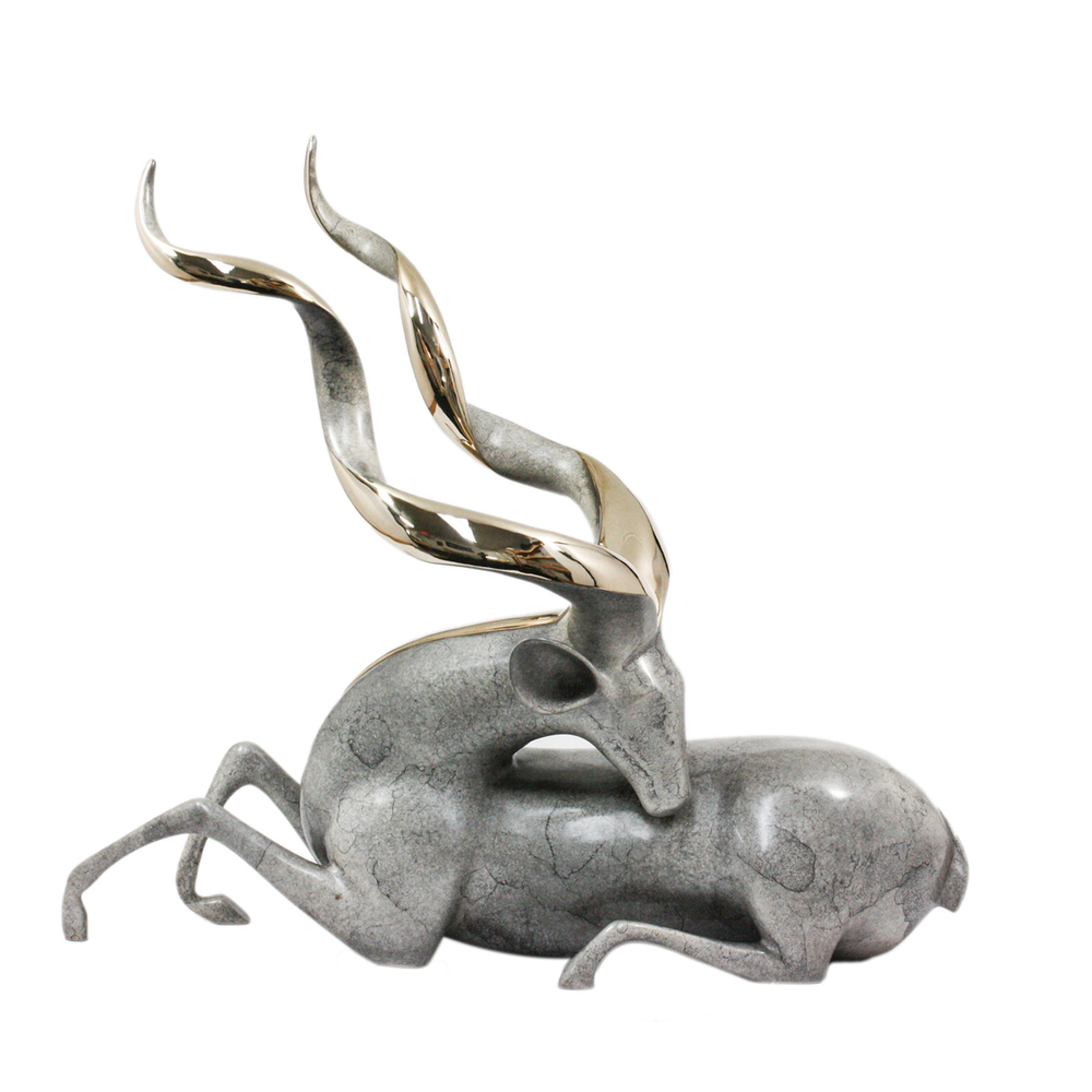 Loet Vanderveen - KUDU, GREATER (195) - BRONZE - 27 X 16 X 24 - These sculptures are bronze limited editions.
<br>
<br><a href="/[sculpture]/[available]-[patina]-[swatches]/">More than 30 patinas are available</a>. Available patinas are indicated as IN STOCK. Loet Vanderveen limited editions are always in strong demand and our stocked inventory sells quickly. Special orders are not being taken at this time.
<br>
<br>Allow a few weeks for your sculptures to arrive as each one is thoroughly prepared and packed in our warehouse. This includes fully customized crating and boxing for each piece. Your patience is appreciated during this process as we strive to ensure that your new artwork safely arrives.
<br>
<br>Shipping and Handling TBD