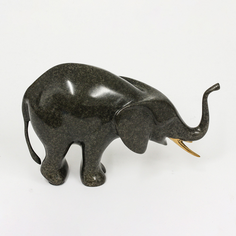 Loet Vanderveen - ELEPHANT, FEEDING (199) - BRONZE - 8 X 5 - These sculptures are bronze limited editions.
<br>
<br><a href="/[sculpture]/[available]-[patina]-[swatches]/">More than 30 patinas are available</a>. Available patinas are indicated as IN STOCK. Loet Vanderveen limited editions are always in strong demand and our stocked inventory sells quickly. Special orders are not being taken at this time.
<br>
<br>Allow a few weeks for your sculptures to arrive as each one is thoroughly prepared and packed in our warehouse. This includes fully customized crating and boxing for each piece. Your patience is appreciated during this process as we strive to ensure that your new artwork safely arrives.
<br>
<br>Shipping and Handling TBD