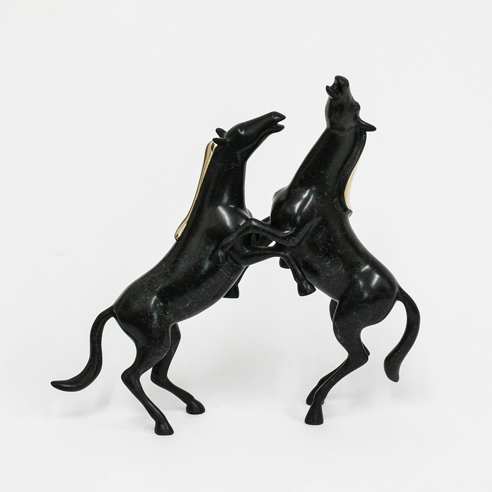 Loet Vanderveen - HORSES, FIGHTING STALLIONS (305) - BRONZE - 11.5 X 4 X 12.5 - These sculptures are bronze limited editions.
<br>
<br><a href="/[sculpture]/[available]-[patina]-[swatches]/">More than 30 patinas are available</a>. Available patinas are indicated as IN STOCK. Loet Vanderveen limited editions are always in strong demand and our stocked inventory sells quickly. Special orders are not being taken at this time.
<br>
<br>Allow a few weeks for your sculptures to arrive as each one is thoroughly prepared and packed in our warehouse. This includes fully customized crating and boxing for each piece. Your patience is appreciated during this process as we strive to ensure that your new artwork safely arrives.
<br>
<br>Shipping and Handling TBD