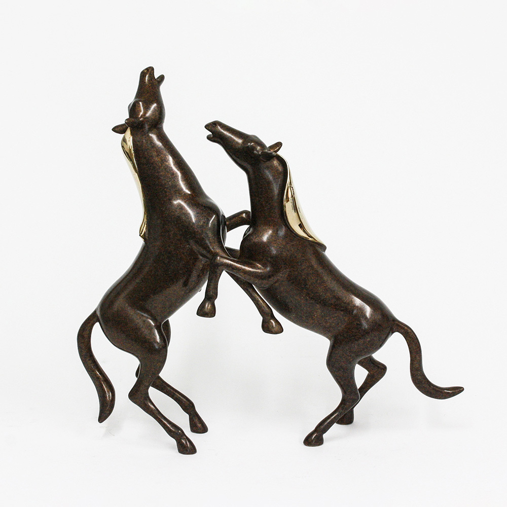 Loet Vanderveen - HORSES, FIGHTING STALLIONS (305) - BRONZE - 11.5 X 4 X 12.5 - These sculptures are bronze limited editions.
<br>
<br><a href="/[sculpture]/[available]-[patina]-[swatches]/">More than 30 patinas are available</a>. Available patinas are indicated as IN STOCK. Loet Vanderveen limited editions are always in strong demand and our stocked inventory sells quickly. Special orders are not being taken at this time.
<br>
<br>Allow a few weeks for your sculptures to arrive as each one is thoroughly prepared and packed in our warehouse. This includes fully customized crating and boxing for each piece. Your patience is appreciated during this process as we strive to ensure that your new artwork safely arrives.
<br>
<br>Shipping and Handling TBD