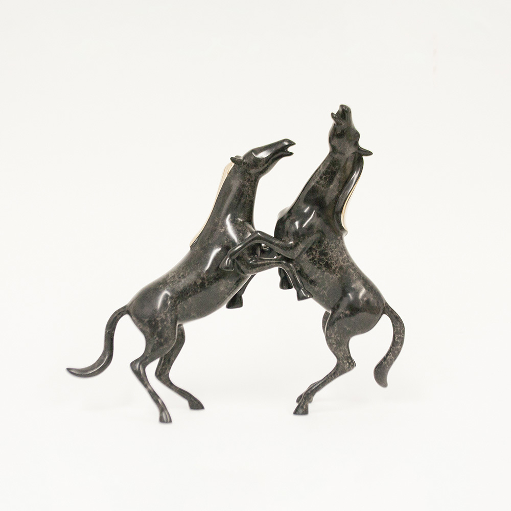Loet Vanderveen - HORSES, FIGHTING STALLIONS (305) - BRONZE - 11.5 X 4 X 12.5 - These sculptures are bronze limited editions.
<br>
<br><a href="/[sculpture]/[available]-[patina]-[swatches]/">More than 30 patinas are available</a>. Available patinas are indicated as IN STOCK. Loet Vanderveen limited editions are always in strong demand and our stocked inventory sells quickly. Special orders are not being taken at this time.
<br>
<br>Allow a few weeks for your sculptures to arrive as each one is thoroughly prepared and packed in our warehouse. This includes fully customized crating and boxing for each piece. Your patience is appreciated during this process as we strive to ensure that your new artwork safely arrives.
<br>
<br>Shipping and Handling TBD