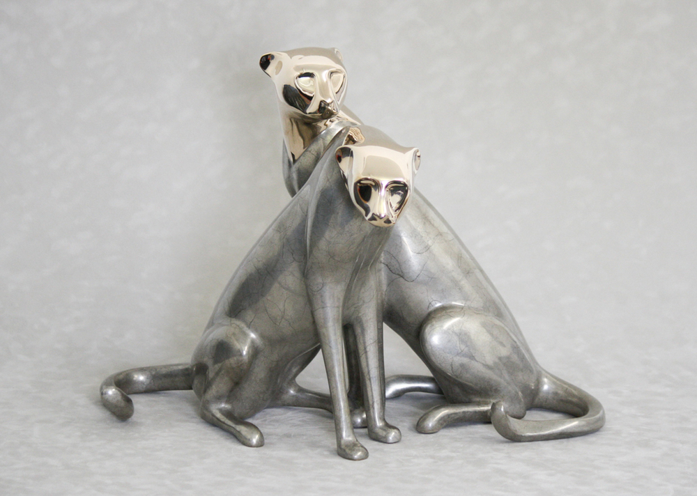 Loet Vanderveen - CHEETAHS, IMPERIAL (308) - BRONZE - 19 X 13 X 14.5 - These sculptures are bronze limited editions.
<br>
<br><a href="/[sculpture]/[available]-[patina]-[swatches]/">More than 30 patinas are available</a>. Available patinas are indicated as IN STOCK. Loet Vanderveen limited editions are always in strong demand and our stocked inventory sells quickly. Special orders are not being taken at this time.
<br>
<br>Allow a few weeks for your sculptures to arrive as each one is thoroughly prepared and packed in our warehouse. This includes fully customized crating and boxing for each piece. Your patience is appreciated during this process as we strive to ensure that your new artwork safely arrives.
<br>
<br>Shipping and Handling TBD