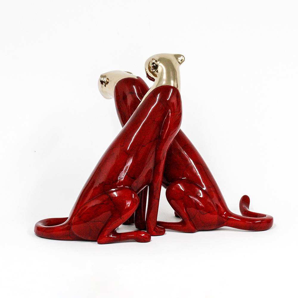 Loet Vanderveen - CHEETAHS, IMPERIAL (308) - BRONZE - 19 X 13 X 14.5 - These sculptures are bronze limited editions.
<br>
<br><a href="/[sculpture]/[available]-[patina]-[swatches]/">More than 30 patinas are available</a>. Available patinas are indicated as IN STOCK. Loet Vanderveen limited editions are always in strong demand and our stocked inventory sells quickly. Special orders are not being taken at this time.
<br>
<br>Allow a few weeks for your sculptures to arrive as each one is thoroughly prepared and packed in our warehouse. This includes fully customized crating and boxing for each piece. Your patience is appreciated during this process as we strive to ensure that your new artwork safely arrives.
<br>
<br>Shipping and Handling TBD