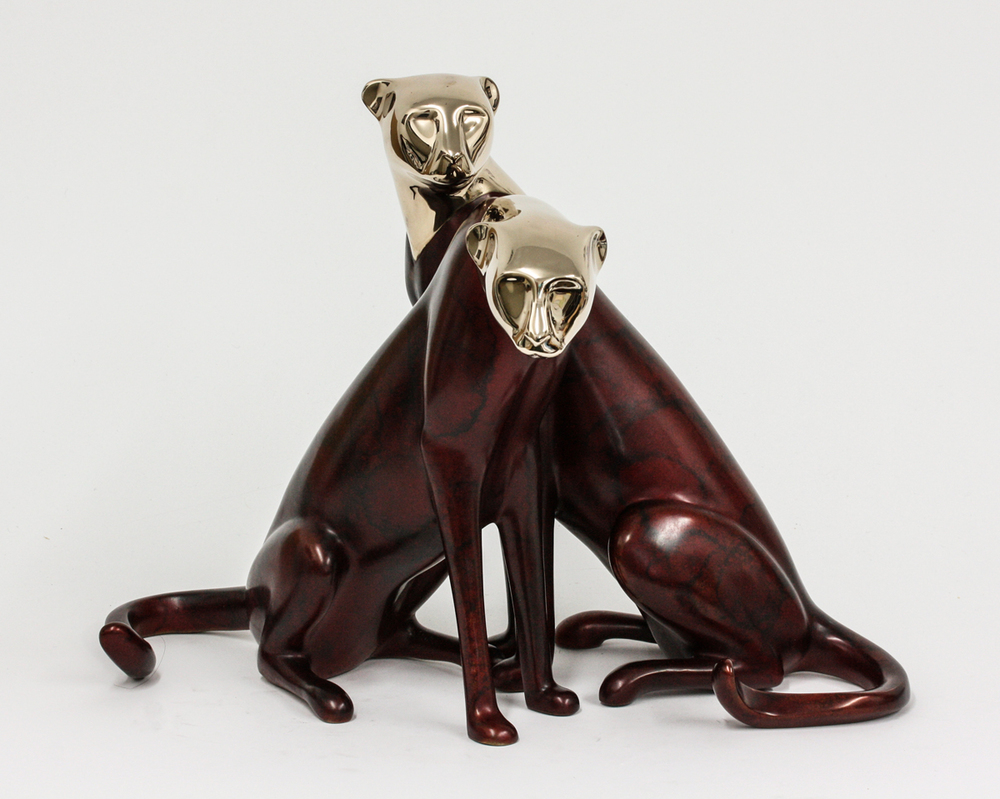 Loet Vanderveen - CHEETAHS, IMPERIAL (308) - BRONZE - 19 X 13 X 14.5 - These sculptures are bronze limited editions.
<br>
<br><a href="/[sculpture]/[available]-[patina]-[swatches]/">More than 30 patinas are available</a>. Available patinas are indicated as IN STOCK. Loet Vanderveen limited editions are always in strong demand and our stocked inventory sells quickly. Special orders are not being taken at this time.
<br>
<br>Allow a few weeks for your sculptures to arrive as each one is thoroughly prepared and packed in our warehouse. This includes fully customized crating and boxing for each piece. Your patience is appreciated during this process as we strive to ensure that your new artwork safely arrives.
<br>
<br>Shipping and Handling TBD