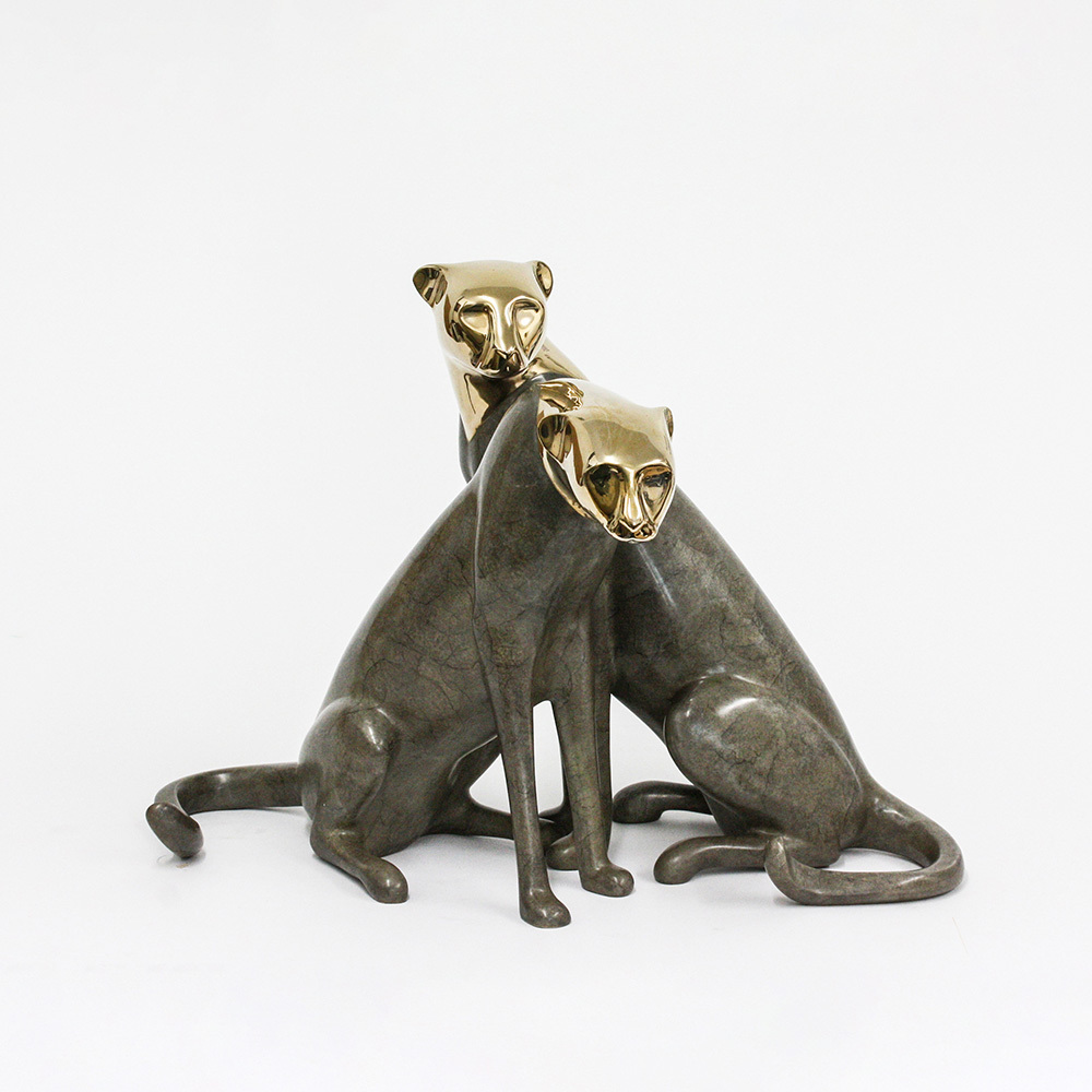 Loet Vanderveen - CHEETAHS, IMPERIAL (308) - BRONZE - 19 X 13 X 14.5 - These sculptures are bronze limited editions.
<br>
<br><a href="/[sculpture]/[available]-[patina]-[swatches]/">More than 30 patinas are available</a>. Available patinas are indicated as IN STOCK. Loet Vanderveen limited editions are always in strong demand and our stocked inventory sells quickly. Special orders are not being taken at this time.
<br>
<br>Allow a few weeks for your sculptures to arrive as each one is thoroughly prepared and packed in our warehouse. This includes fully customized crating and boxing for each piece. Your patience is appreciated during this process as we strive to ensure that your new artwork safely arrives.
<br>
<br>Shipping and Handling TBD