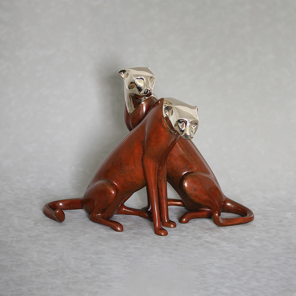 Loet Vanderveen - CHEETAHS, IMPERIAL (308) - BRONZE - 19 X 13 X 14.5 - These sculptures are bronze limited editions.
<br>
<br><a href="/[sculpture]/[available]-[patina]-[swatches]/">More than 30 patinas are available</a>. Available patinas are indicated as IN STOCK. Loet Vanderveen limited editions are always in strong demand and our stocked inventory sells quickly. Special orders are not being taken at this time.
<br>
<br>Allow a few weeks for your sculptures to arrive as each one is thoroughly prepared and packed in our warehouse. This includes fully customized crating and boxing for each piece. Your patience is appreciated during this process as we strive to ensure that your new artwork safely arrives.
<br>
<br>Shipping and Handling TBD