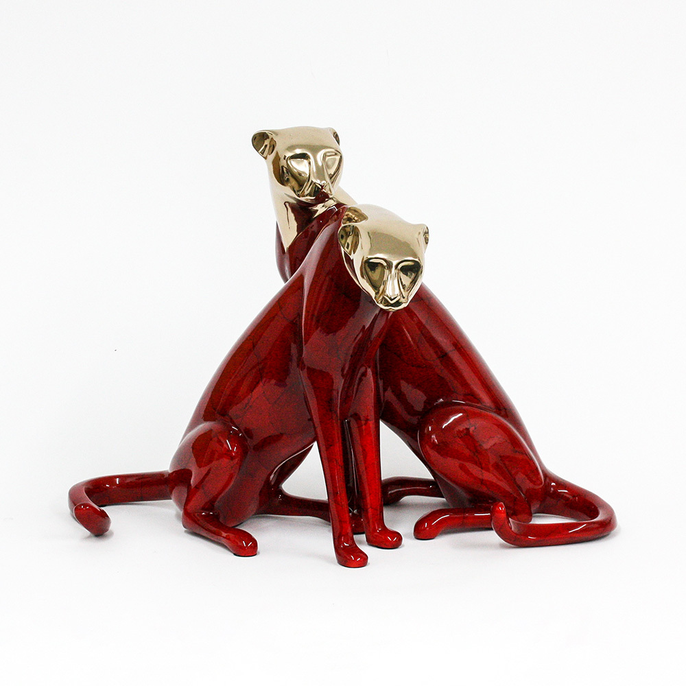 Loet Vanderveen - CHEETAHS, IMPERIAL (308) - BRONZE - 19 X 13 X 14.5 - These sculptures are bronze limited editions.
<br>
<br><a href="/[sculpture]/[available]-[patina]-[swatches]/">More than 30 patinas are available</a>. Available patinas are indicated as IN STOCK. Loet Vanderveen limited editions are always in strong demand and our stocked inventory sells quickly. Special orders are not being taken at this time.
<br>
<br>Allow a few weeks for your sculptures to arrive as each one is thoroughly prepared and packed in our warehouse. This includes fully customized crating and boxing for each piece. Your patience is appreciated during this process as we strive to ensure that your new artwork safely arrives.
<br>
<br>Shipping and Handling TBD