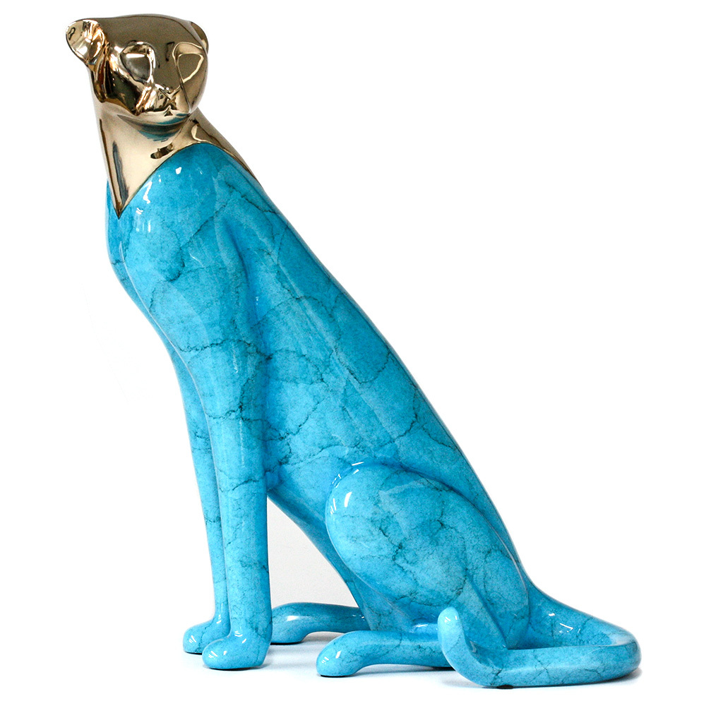 Loet Vanderveen - CHEETAH, SM SEATED #1 HEAD UP (309) - BRONZE - 14 X 8 X 14 - Free Shipping Anywhere In The USA!<br><br>These sculptures are bronze limited editions.<br><br><a href="/[sculpture]/[available]-[patina]-[swatches]/">More than 30 patinas are available</a>. Available patinas are indicated as IN STOCK. Loet Vanderveen limited editions are always in strong demand and our stocked inventory sells quickly. Please contact the galleries for any special orders.<br><br>Allow a few weeks for your sculptures to arrive as each one is thoroughly prepared and packed in our warehouse. This includes fully customized crating and boxing for each piece. Your patience is appreciated during this process as we strive to ensure that your new artwork safely arrives.