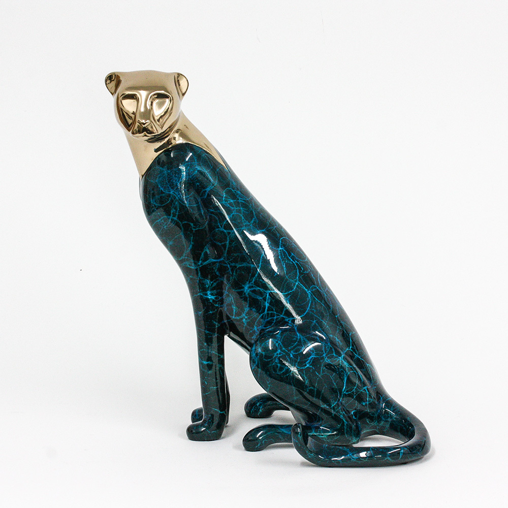 Loet Vanderveen - CHEETAH, SM SEATED #1 HEAD UP (309) - BRONZE - 14 X 8 X 14 - These sculptures are bronze limited editions.
<br>
<br><a href="/[sculpture]/[available]-[patina]-[swatches]/">More than 30 patinas are available</a>. Available patinas are indicated as IN STOCK. Loet Vanderveen limited editions are always in strong demand and our stocked inventory sells quickly. Special orders are not being taken at this time.
<br>
<br>Allow a few weeks for your sculptures to arrive as each one is thoroughly prepared and packed in our warehouse. This includes fully customized crating and boxing for each piece. Your patience is appreciated during this process as we strive to ensure that your new artwork safely arrives.
<br>
<br>Shipping and Handling TBD