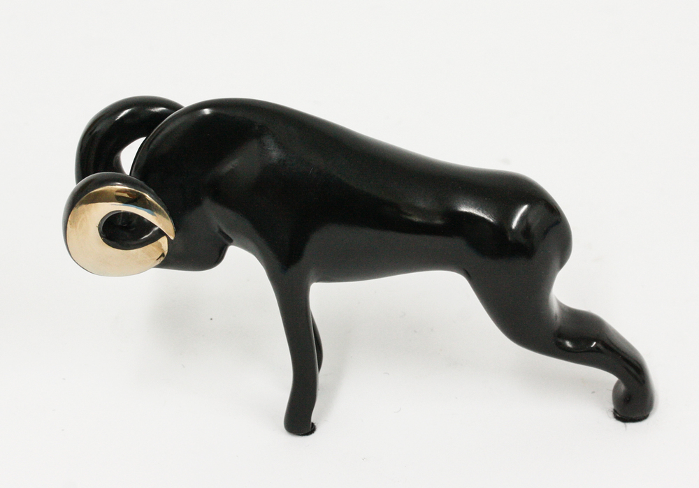 Loet Vanderveen - RAM, CLASSIC (321) - BRONZE - 5 X 2.75 - These sculptures are bronze limited editions.
<br>
<br><a href="/[sculpture]/[available]-[patina]-[swatches]/">More than 30 patinas are available</a>. Available patinas are indicated as IN STOCK. Loet Vanderveen limited editions are always in strong demand and our stocked inventory sells quickly. Special orders are not being taken at this time.
<br>
<br>Allow a few weeks for your sculptures to arrive as each one is thoroughly prepared and packed in our warehouse. This includes fully customized crating and boxing for each piece. Your patience is appreciated during this process as we strive to ensure that your new artwork safely arrives.
<br>
<br>Shipping and Handling TBD