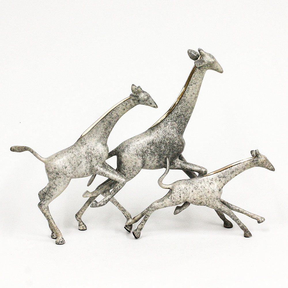 Loet Vanderveen - GIRAFFES, RUNNING (337) - BRONZE - 18 X 4 X 13 - Free Shipping Anywhere In The USA!
<br>
<br>These sculptures are bronze limited editions.
<br>
<br><a href="/[sculpture]/[available]-[patina]-[swatches]/">More than 30 patinas are available</a>. Available patinas are indicated as IN STOCK. Loet Vanderveen limited editions are always in strong demand and our stocked inventory sells quickly. Special orders are not being taken at this time.
<br>
<br>Allow a few weeks for your sculptures to arrive as each one is thoroughly prepared and packed in our warehouse. This includes fully customized crating and boxing for each piece. Your patience is appreciated during this process as we strive to ensure that your new artwork safely arrives.