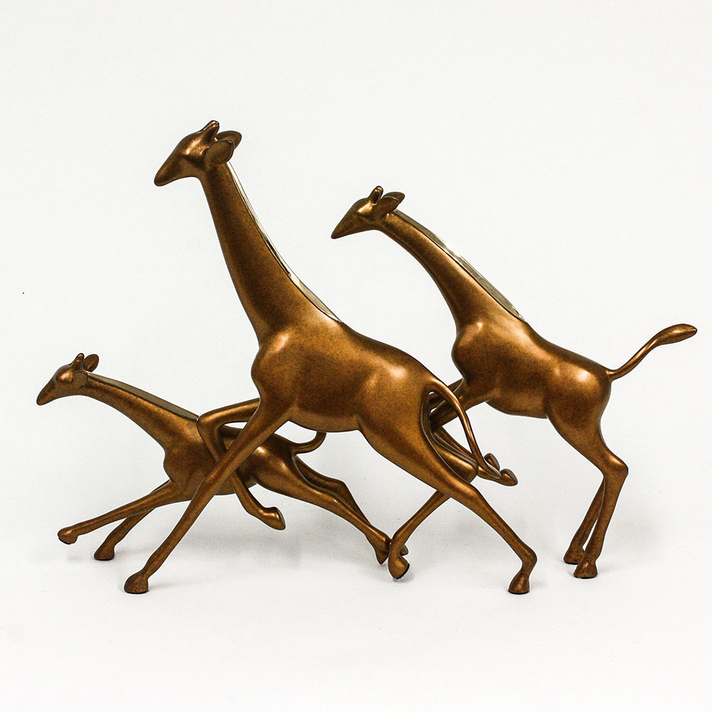 Loet Vanderveen - GIRAFFES, RUNNING (337) - BRONZE - 18 X 4 X 13 - Free Shipping Anywhere In The USA!
<br>
<br>These sculptures are bronze limited editions.
<br>
<br><a href="/[sculpture]/[available]-[patina]-[swatches]/">More than 30 patinas are available</a>. Available patinas are indicated as IN STOCK. Loet Vanderveen limited editions are always in strong demand and our stocked inventory sells quickly. Special orders are not being taken at this time.
<br>
<br>Allow a few weeks for your sculptures to arrive as each one is thoroughly prepared and packed in our warehouse. This includes fully customized crating and boxing for each piece. Your patience is appreciated during this process as we strive to ensure that your new artwork safely arrives.