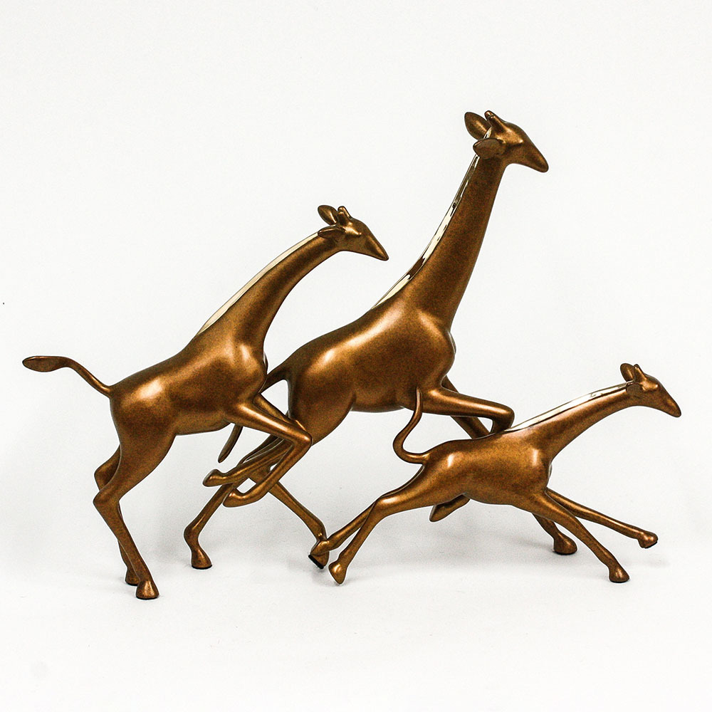 Loet Vanderveen - GIRAFFES, RUNNING (337) - BRONZE - 18 X 4 X 13 - Free Shipping Anywhere In The USA!
<br>
<br>These sculptures are bronze limited editions.
<br>
<br><a href="/[sculpture]/[available]-[patina]-[swatches]/">More than 30 patinas are available</a>. Available patinas are indicated as IN STOCK. Loet Vanderveen limited editions are always in strong demand and our stocked inventory sells quickly. Special orders are not being taken at this time.
<br>
<br>Allow a few weeks for your sculptures to arrive as each one is thoroughly prepared and packed in our warehouse. This includes fully customized crating and boxing for each piece. Your patience is appreciated during this process as we strive to ensure that your new artwork safely arrives.