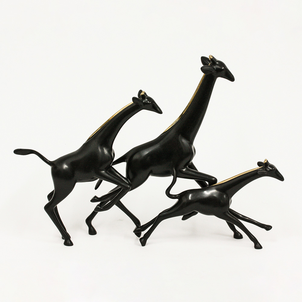 Loet Vanderveen - GIRAFFES, RUNNING (337) - BRONZE - 18 X 4 X 13 - Free Shipping Anywhere In The USA!
<br>
<br>These sculptures are bronze limited editions.
<br>
<br><a href="/[sculpture]/[available]-[patina]-[swatches]/">More than 30 patinas are available</a>. Available patinas are indicated as IN STOCK. Loet Vanderveen limited editions are always in strong demand and our stocked inventory sells quickly. Special orders are not being taken at this time.
<br>
<br>Allow a few weeks for your sculptures to arrive as each one is thoroughly prepared and packed in our warehouse. This includes fully customized crating and boxing for each piece. Your patience is appreciated during this process as we strive to ensure that your new artwork safely arrives.