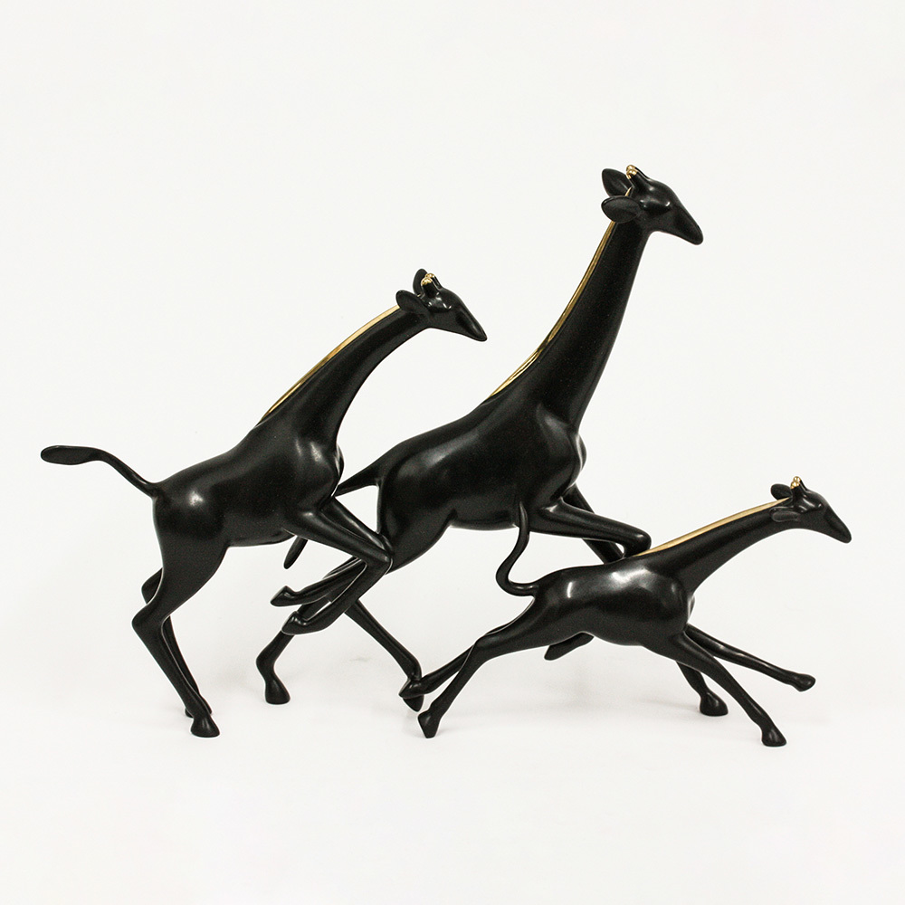 Loet Vanderveen - GIRAFFES, RUNNING (337) - BRONZE - 18 X 4 X 13 - These sculptures are bronze limited editions.
<br>
<br><a href="/[sculpture]/[available]-[patina]-[swatches]/">More than 30 patinas are available</a>. Available patinas are indicated as IN STOCK. Loet Vanderveen limited editions are always in strong demand and our stocked inventory sells quickly. Special orders are not being taken at this time.
<br>
<br>Allow a few weeks for your sculptures to arrive as each one is thoroughly prepared and packed in our warehouse. This includes fully customized crating and boxing for each piece. Your patience is appreciated during this process as we strive to ensure that your new artwork safely arrives.
<br>
<br>Shipping and Handling TBD